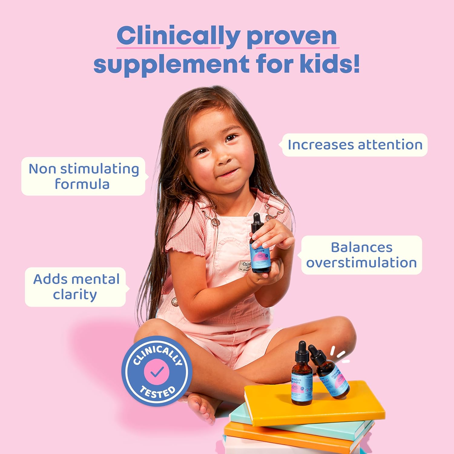 JoySpring Genius Drops – Suplemento cerebral para niños y melatonina SleepBerry para niños con saúco, melatonina líquida para apoyar el sueño de los