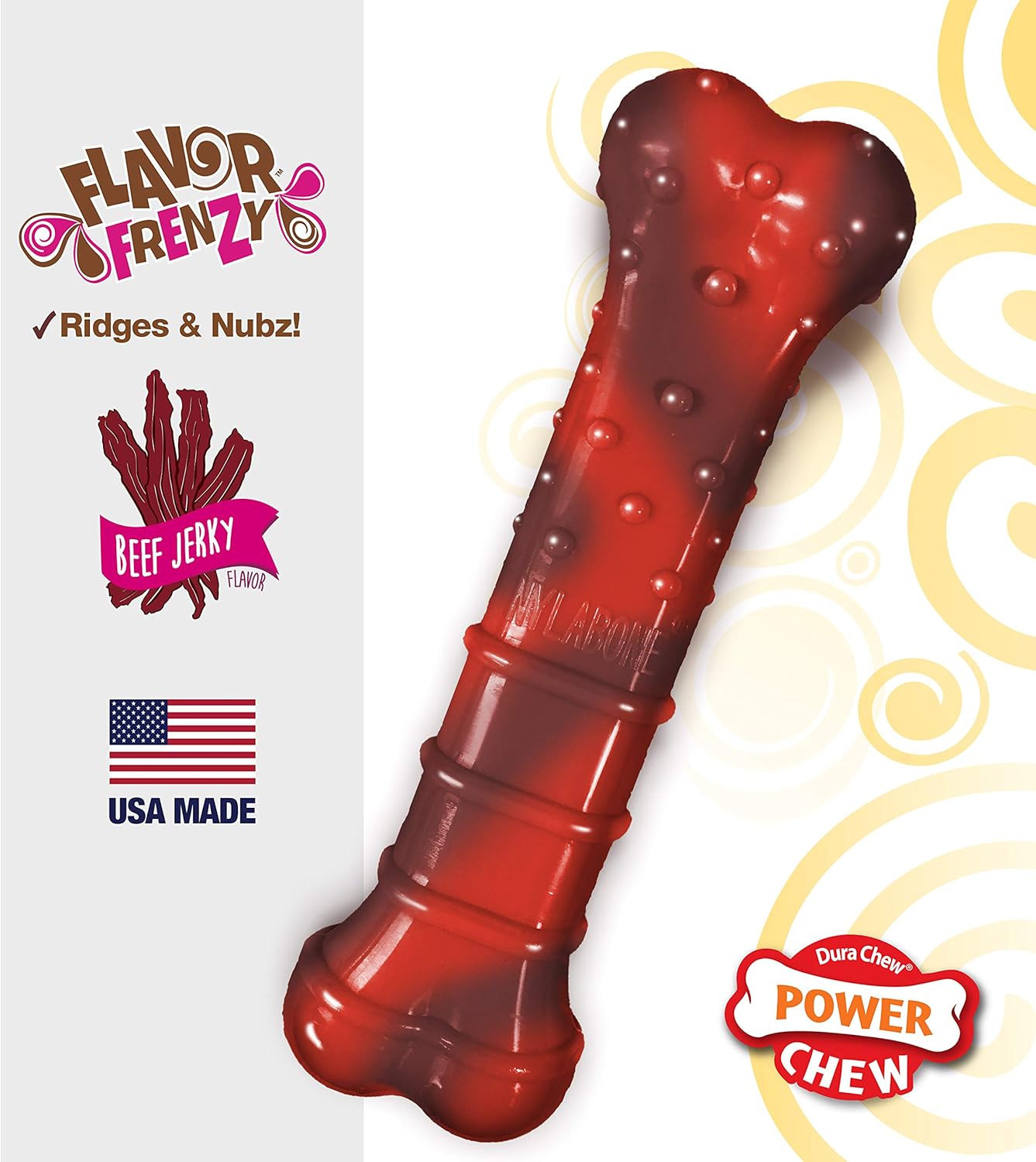Nylabone Flavor Frenzy Power Chew – Juguete masticable para perros sabor carne seca, tamaño pequeñoregular, 1pieza