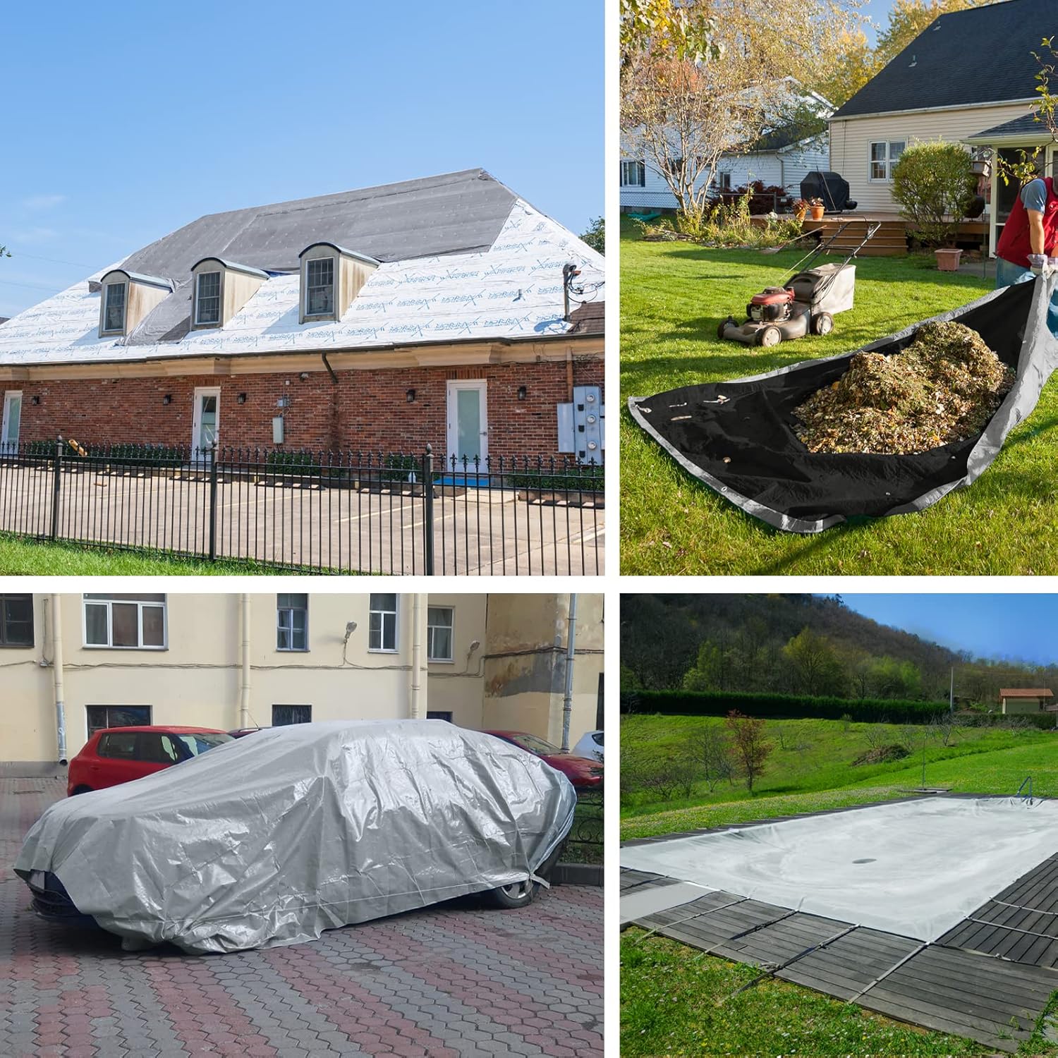 Tarps Lona pequeña resistente impermeable de 8 x 10 – 12 mil color platanegro para cubierta de lluvia al aire libre, lona de polietileno duradera