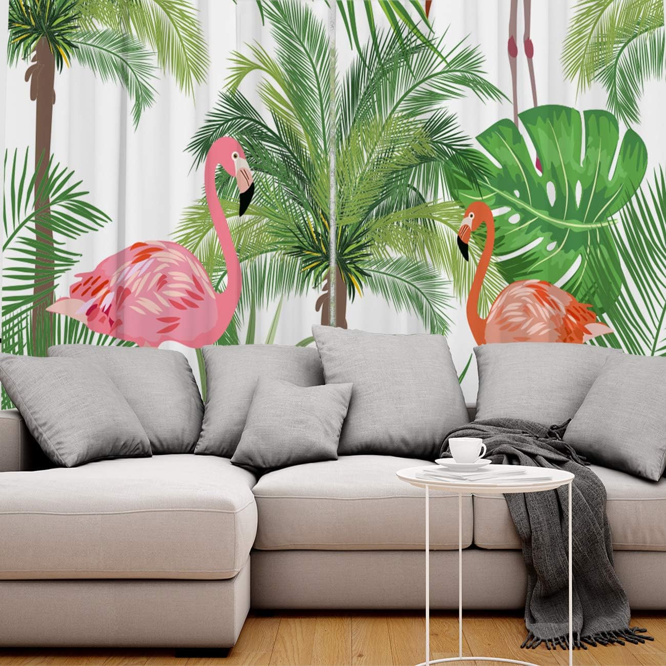 Blackout Curtains Thermal Insulated Flamingo Solid Pattern Metal Grommet Elegant Room Drapes Window Curtain for Bedroom Living Room 40×84 Inch x2