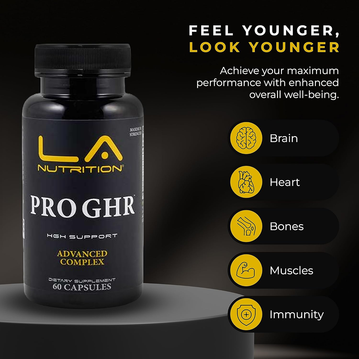 LA Nutrition Suplementos de HGH para hombres y mujeres – Aminoácidos, sueño, salud articular y suplemento de apoyo inmunológico para el rendimiento