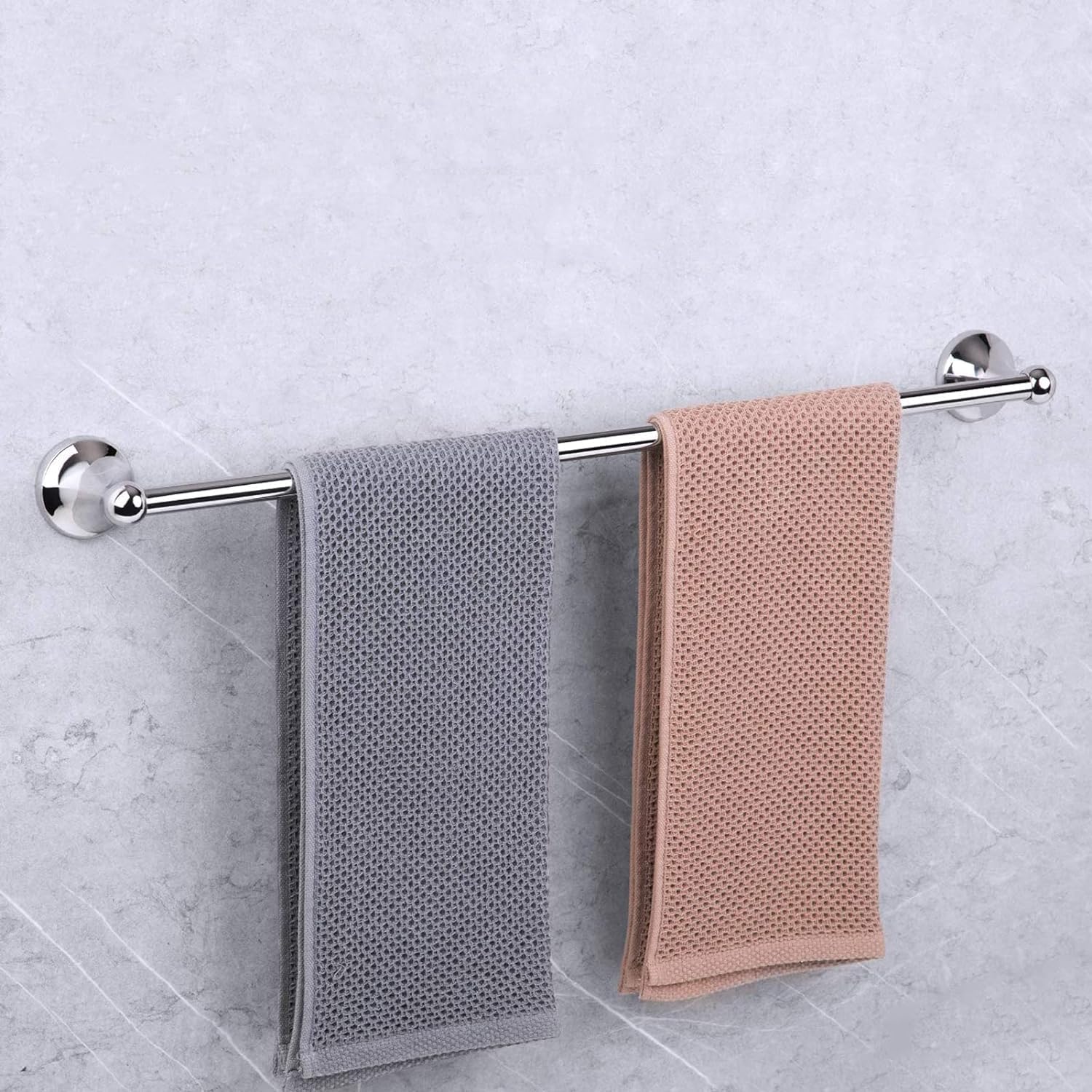 USHOWER Juego de accesorios de baño de cromo pulido, juego de toallero de 24 pulgadas montado en la pared, juego de accesorios de baño resistentes,