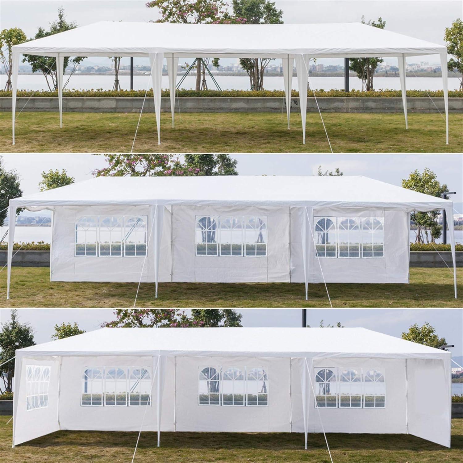 Homgrace Tienda de campaña con dosel de 10 x 30 pies, carpa para fiesta de boda al aire libre, kiosco, resistente, 5 paredes extraíbles (10 x 30