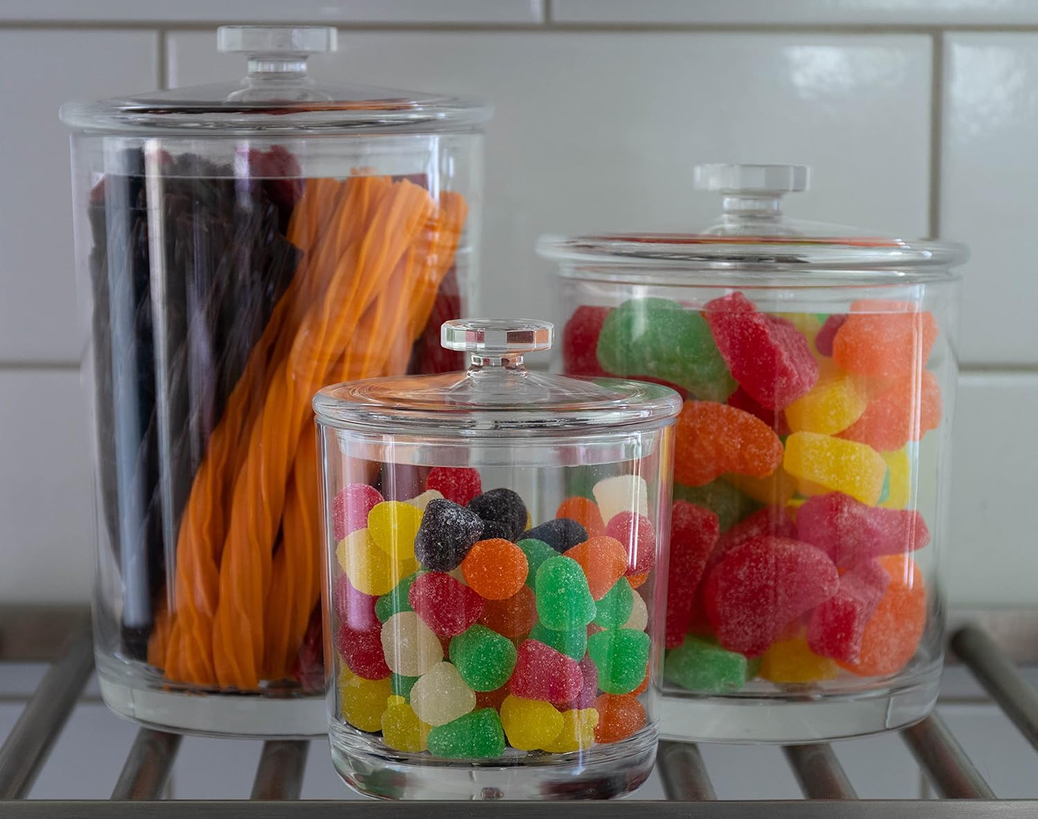 Tarros de plástico acrílico transparente de alta calidad con tapas para organización de baño y cocina, organizadores elegantes y duraderos para