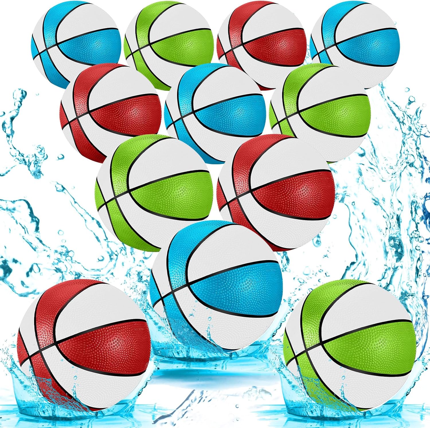 12 piezas de baloncesto para piscina, operación de Navidad, 9 pulgadas, baloncesto acuático a granel con bomba para piscina, mini aro de interior,