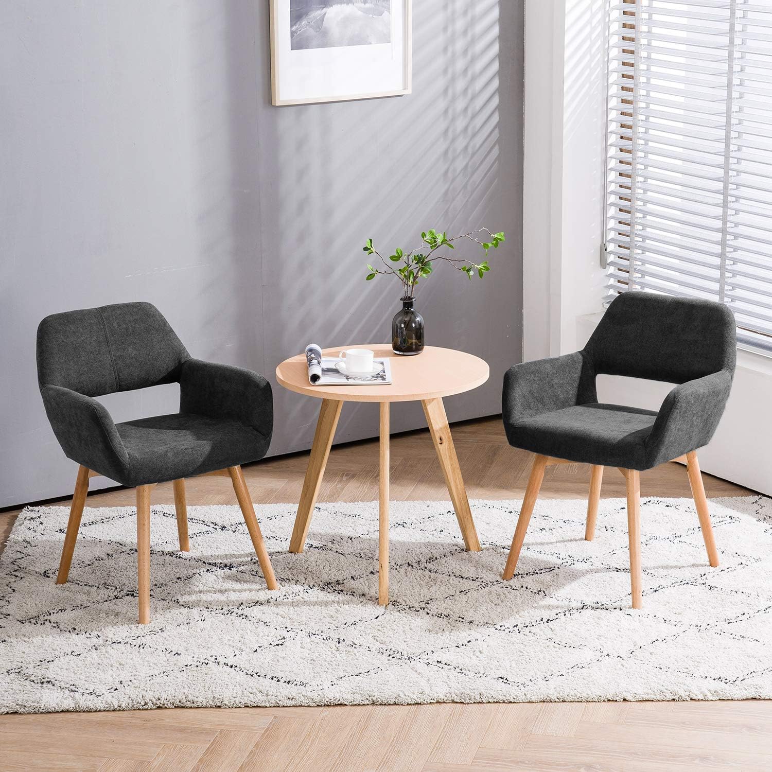 Juego de 4 sillas de comedor modernas de mediados de siglo, 2 y 6 cómodas sillas decorativas de tela tapizada para cocina, comedor, sala de estar,