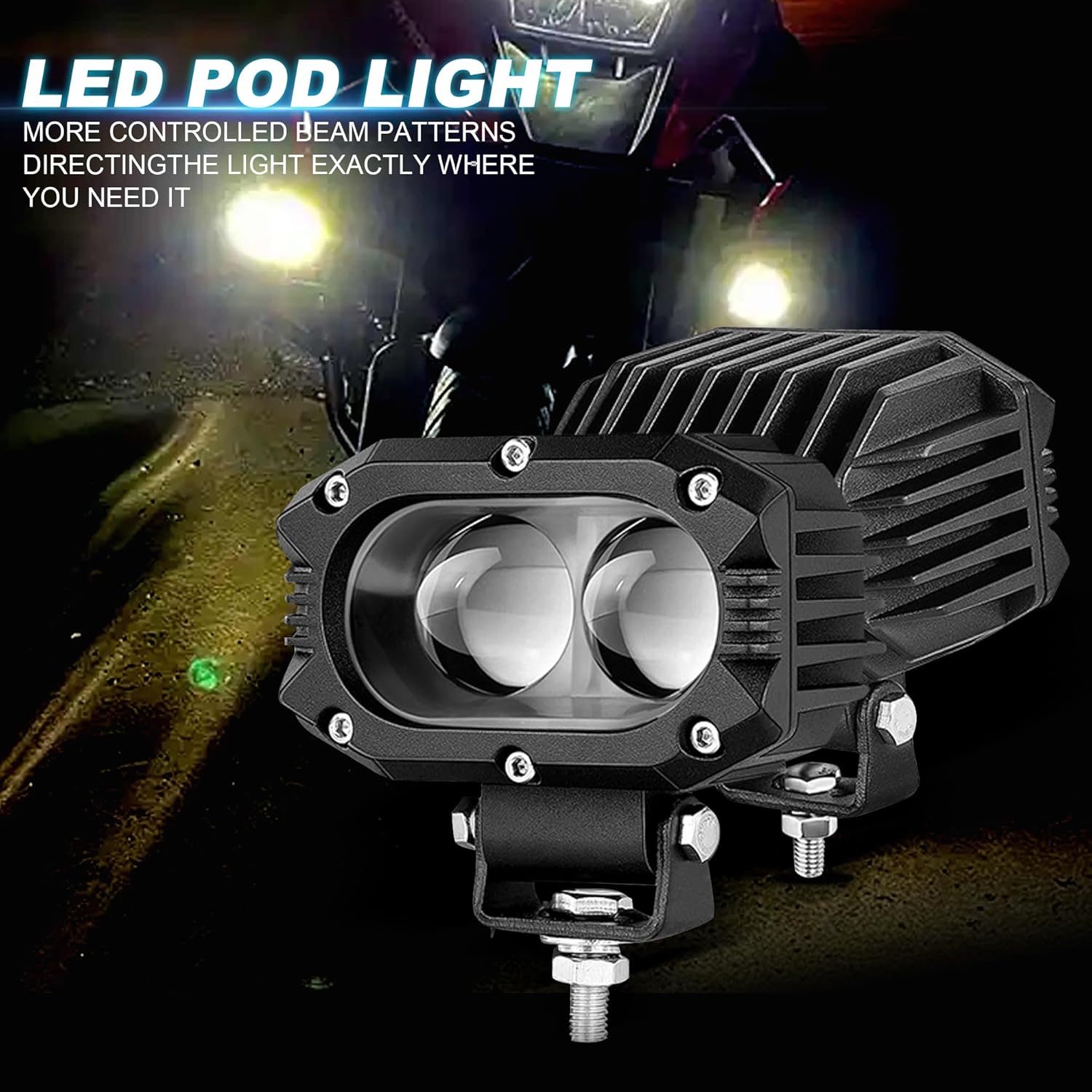 Nicoko Barra de luces LED blanca y amarilla, luces antiniebla de 4 pulgadas, 60 W, luces de trabajo para motor, SUV, ATV, camión, barco, tractor,