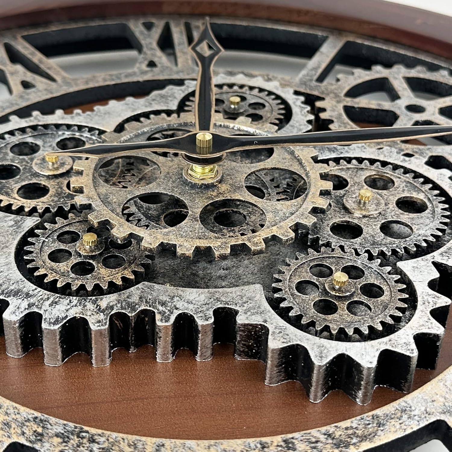 HOIBAI Reloj de pared, relojes para decoración de sala de estar, 20 pulgadas, reloj de pared grande con engranajes móviles, estilo granja, vintage,