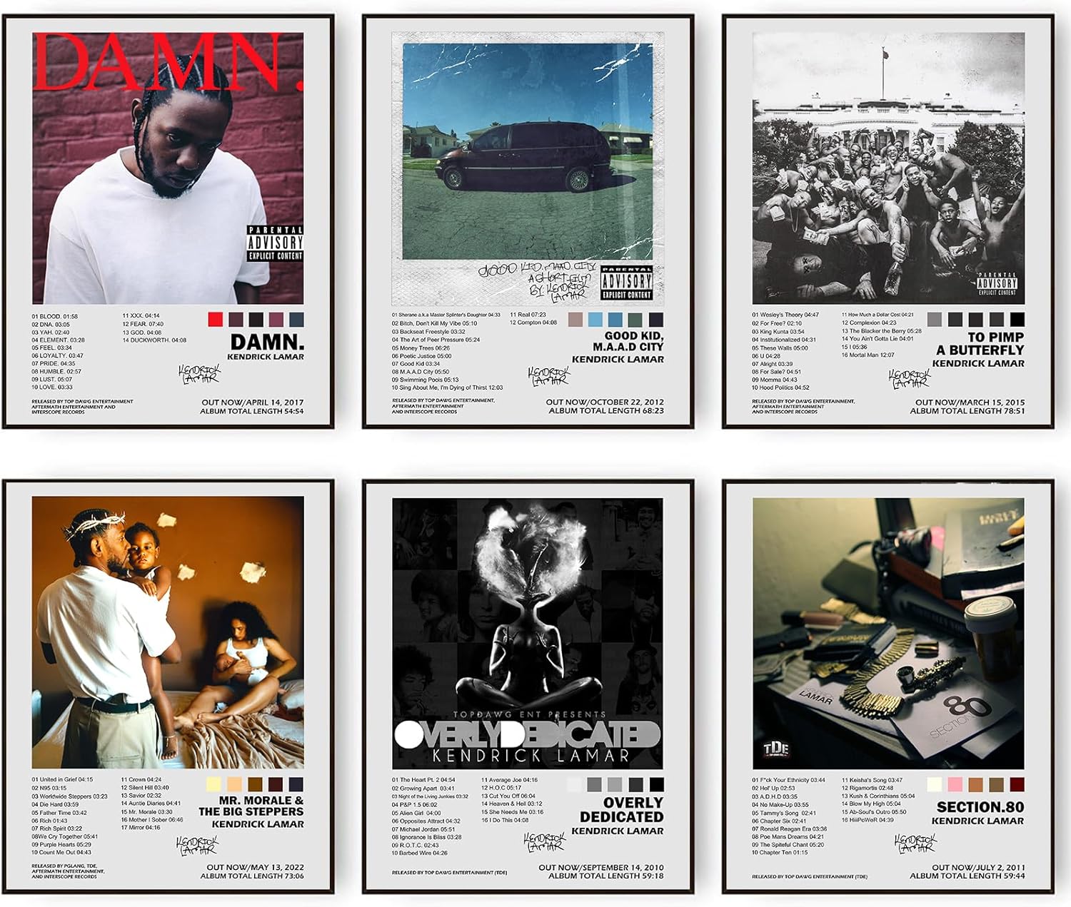 Kendrick Lamar – Póster de la cubierta del álbum de música firmado limitado, póster impreso estético para habitación, impresiones artísticas de