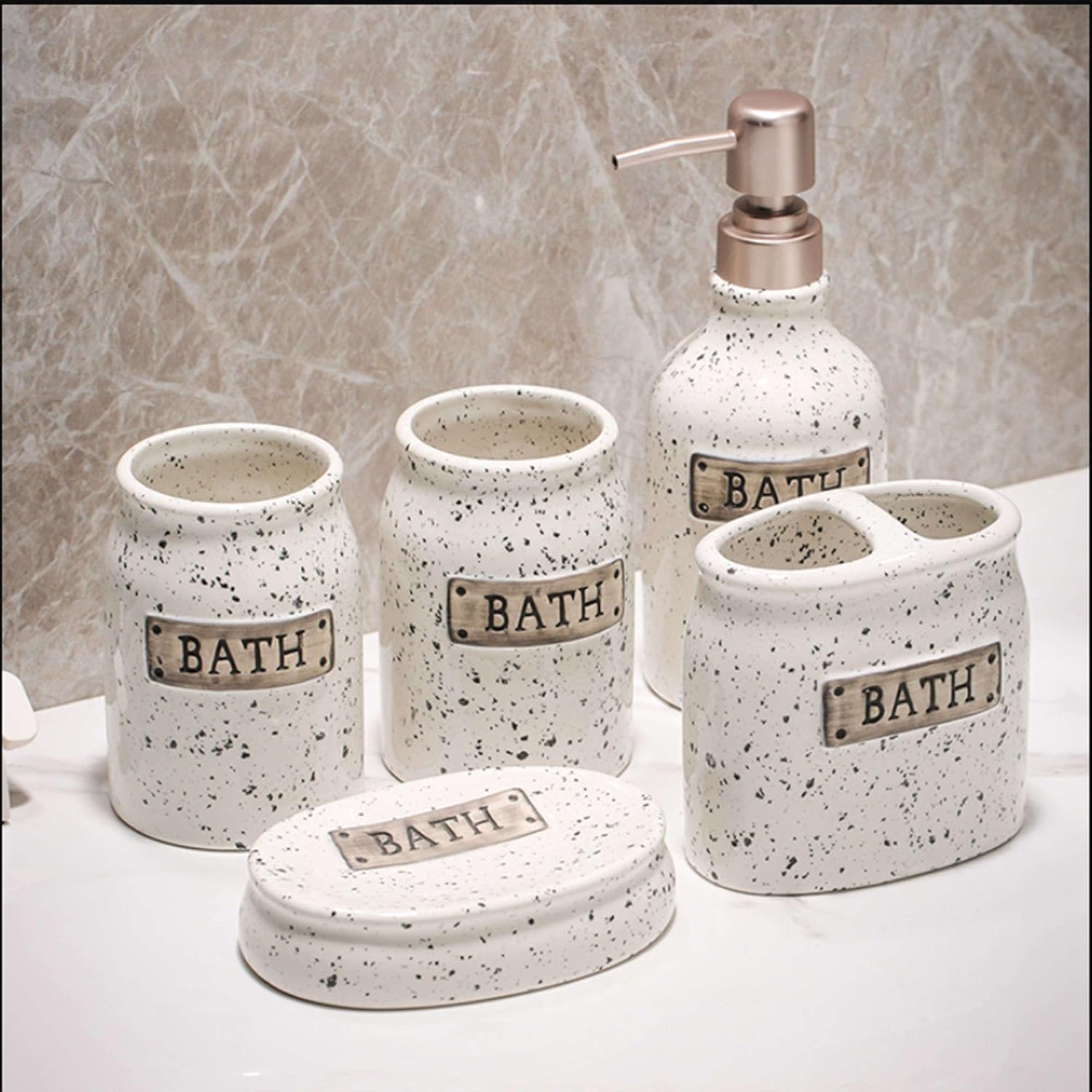 Dispensador de jabón de vidrio con bomba amplia, juegos de accesorios de baño de cerámica completos, accesorios para Baño, elegante decoración
