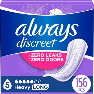 Always Discreet Almohadillas para incontinencia adultas para mujeres y almohadillas posparto, pesadas y largas, 156 unidades, hasta un 100% de Always Discreet Almohadillas para incontinencia adultas para mujeres y almohadillas posparto, pesadas y largas, 156 unidades, hasta un 100% de