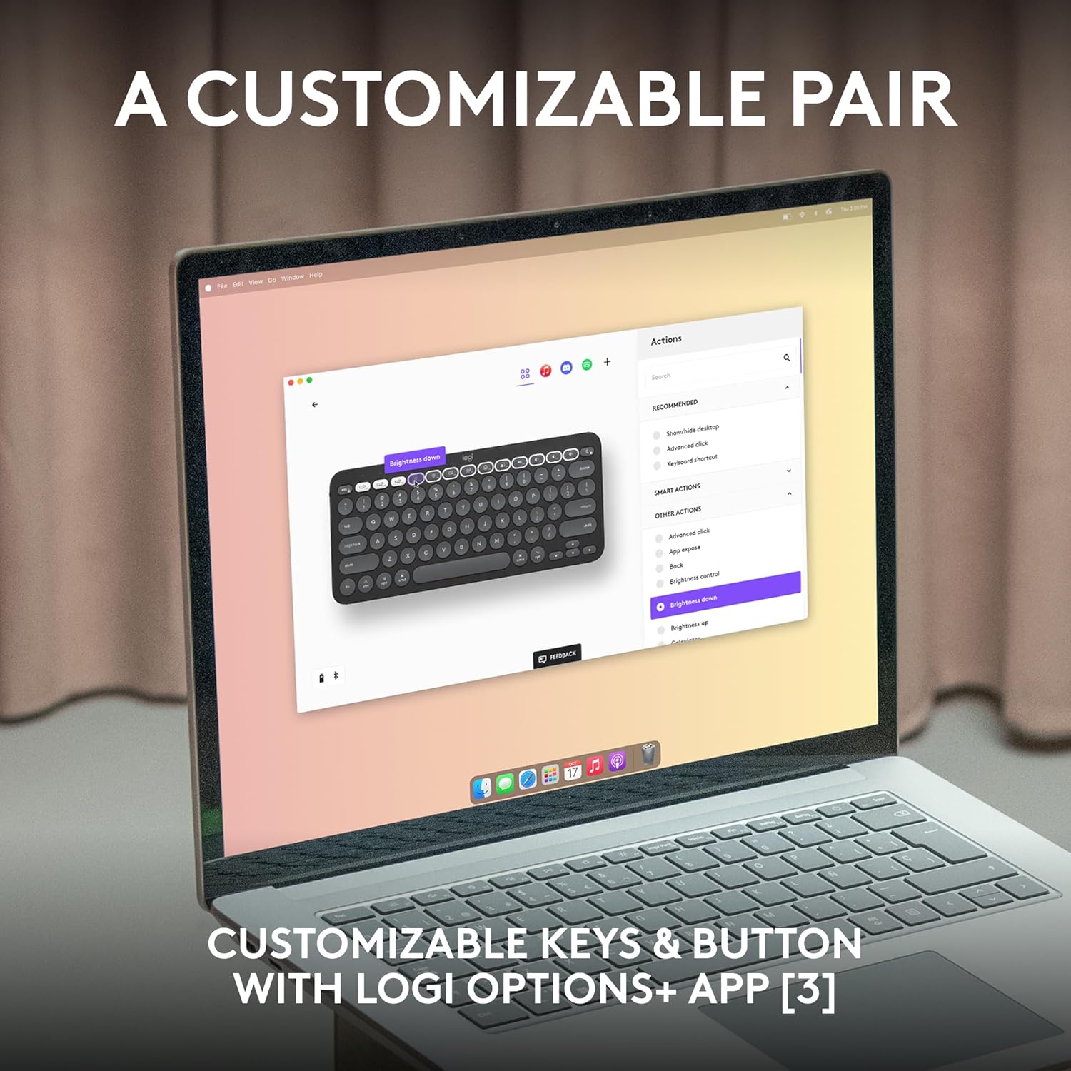 Logitech Pebble 2 Combo para Mac, teclado y mouse inalámbricos, delgado, silencioso y portátil, personalizable, mouse y teclado Bluetooth, fácil de