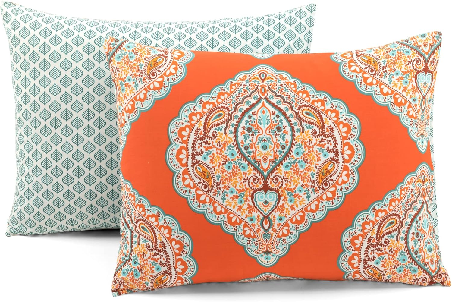 Lush Decor Harley – Juego de funda de edredón reversible de algodón, juego de 3 piezas, King, mandarina, juego de ropa de cama bohemio, funda de