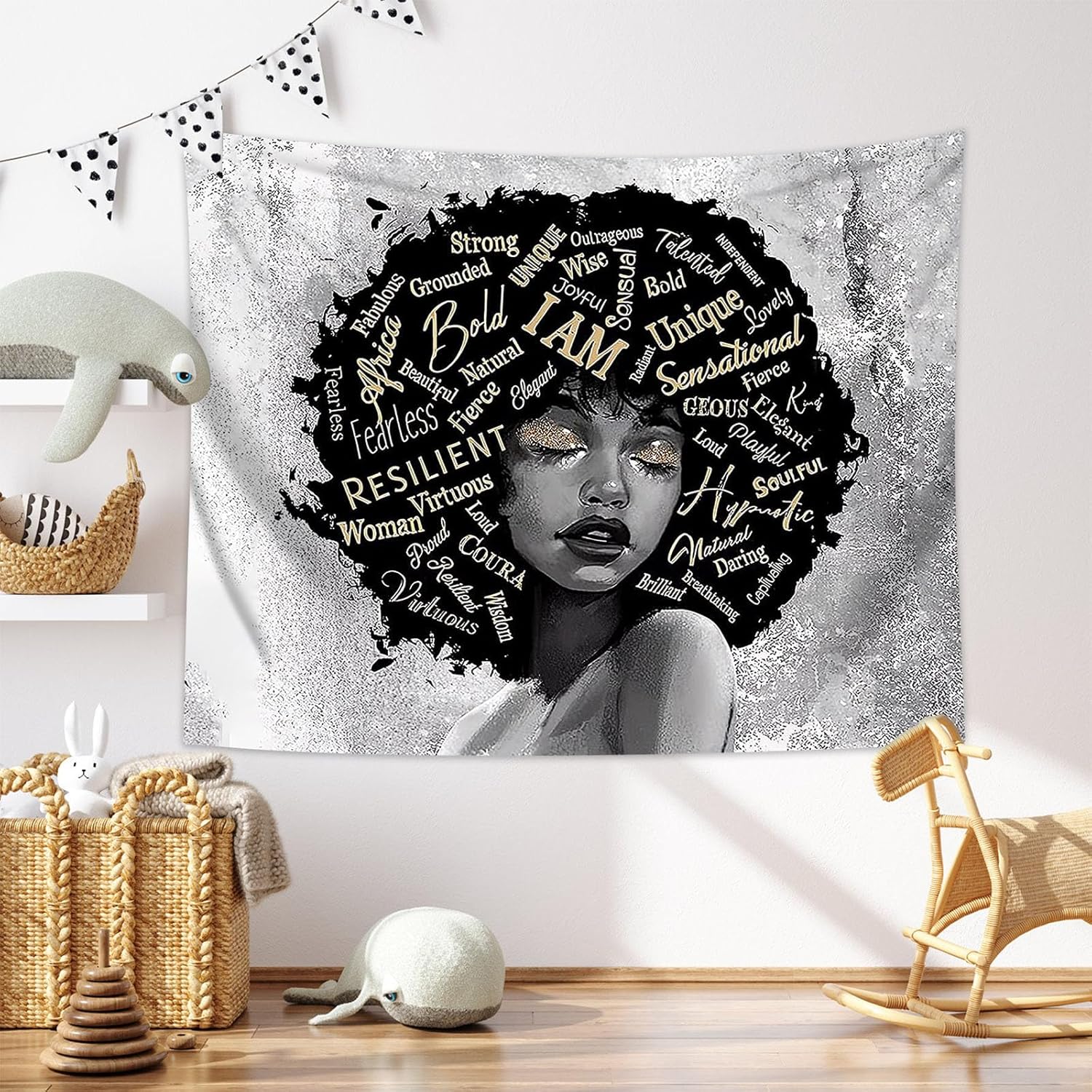 Yieldeer Tapiz afroamericano para pared, tapiz de mujer negra, tapiz para colgar en la pared, decoración africana, citas inspiradoras, tapices