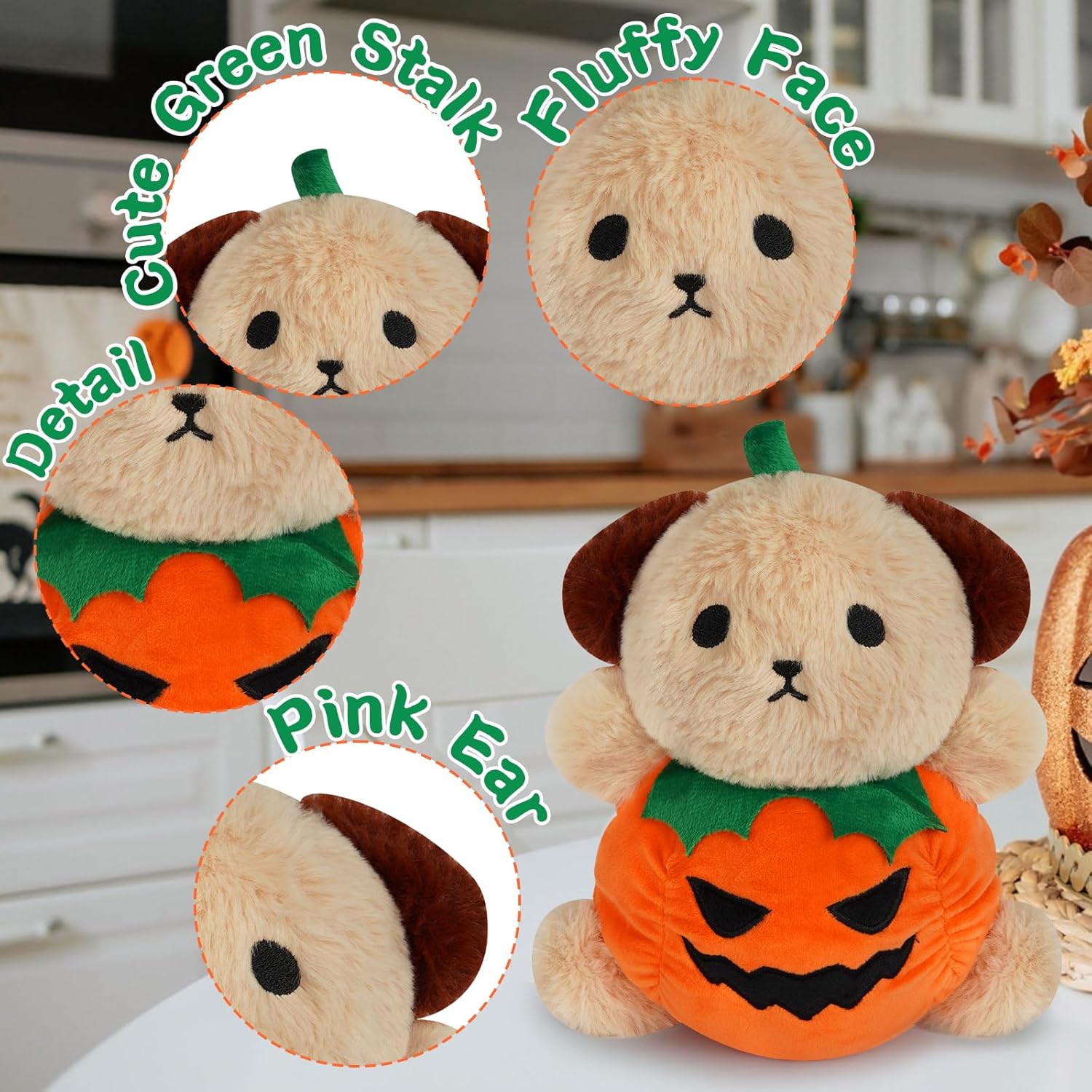 JIAJEGTGT Juguete de peluche para perro, peluche de calabaza de Halloween, lindo juguete de peluche de Halloween, para niños y niñas
