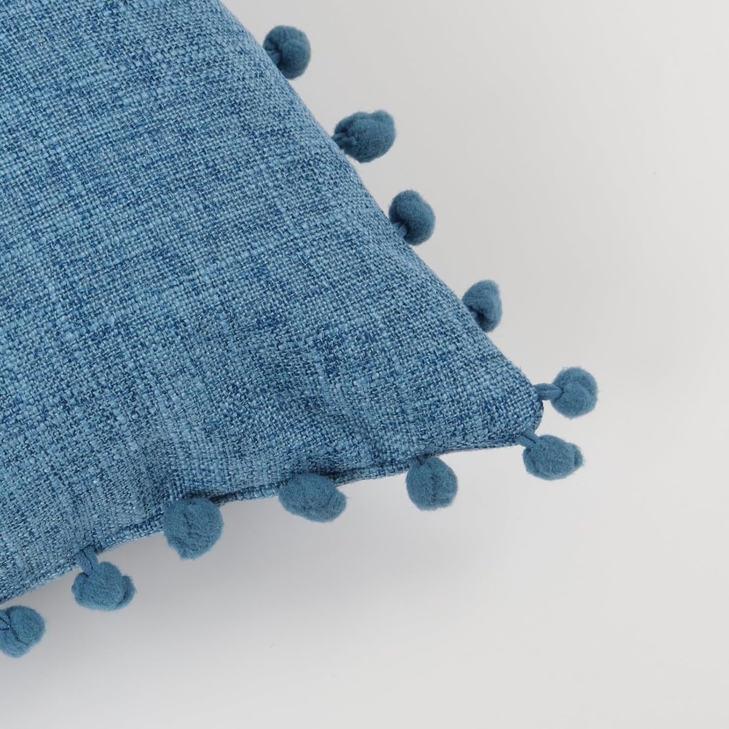 Juego de 2 fundas de almohada de lino de 20 x 20 pulgadas, de arpillera, estilo bohemio, decorativas, clásicas, cuadradas con borlas de pompones