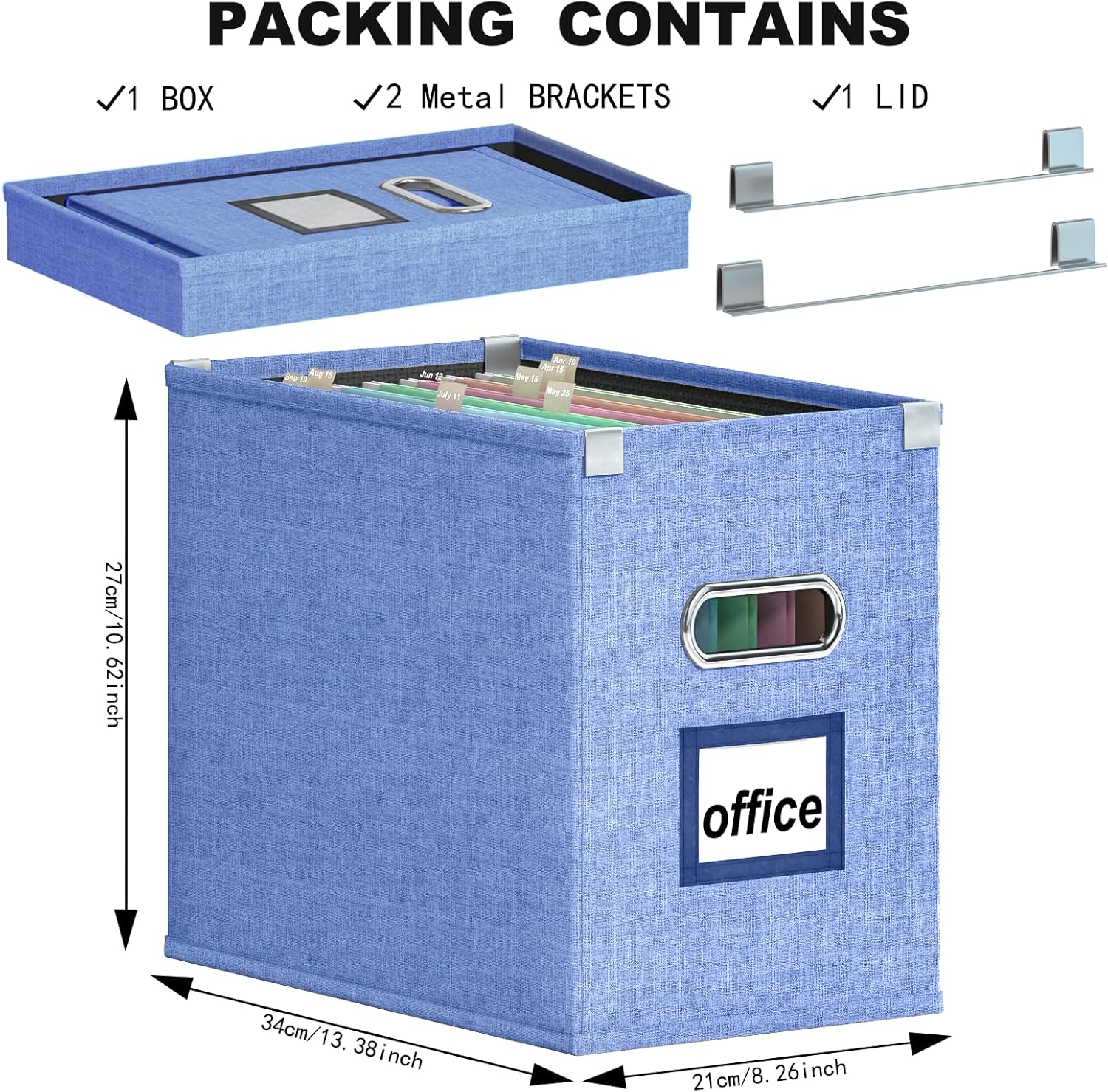 Huolewa Juego de 2 cajas de archivos colgantes organizadoras, cajas organizadoras de archivos con bolsillo de malla para archivos y carpetas tamaño