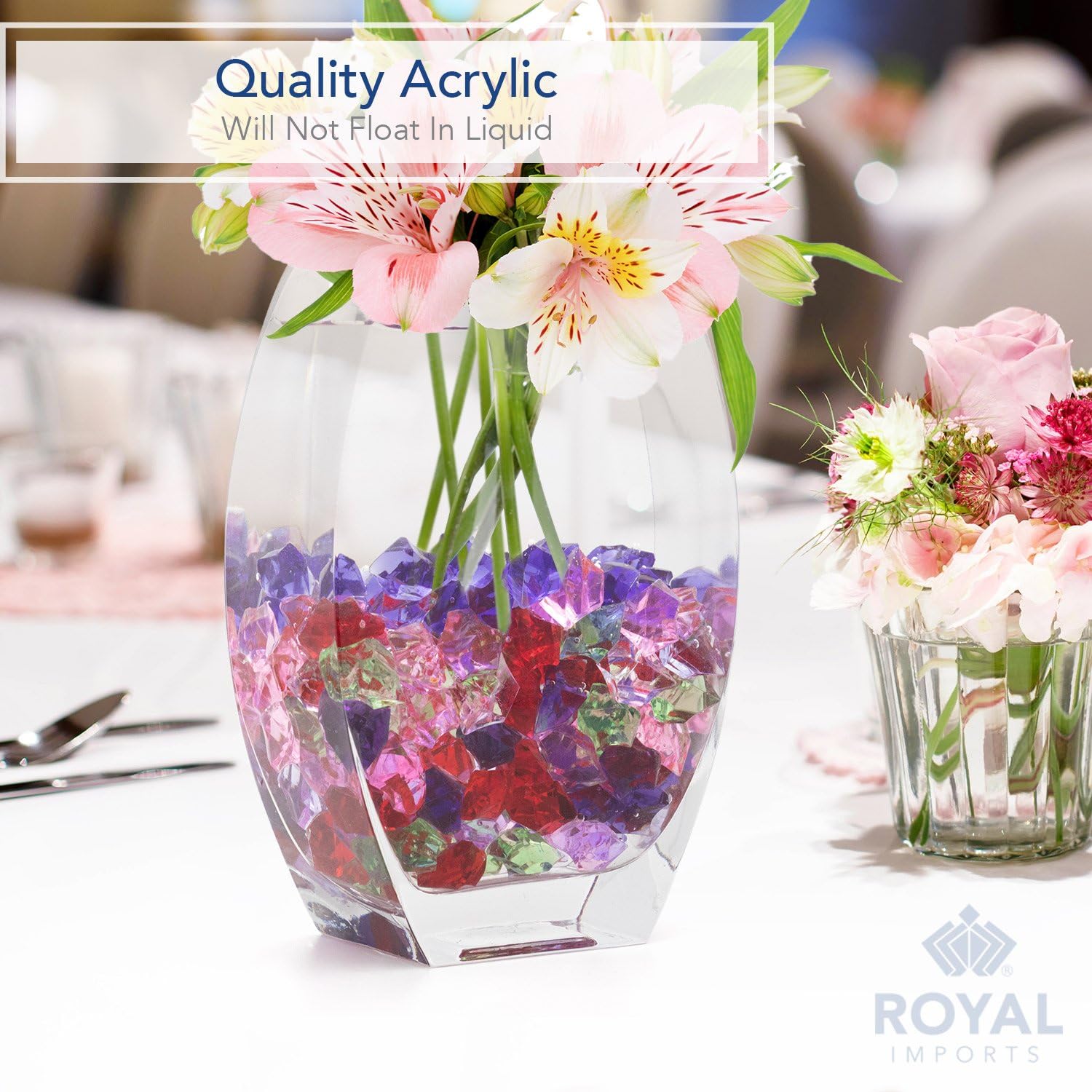 Royal Imports Piedras acrílicas de cristal de hielo para rellenos de jarrones, dispersión de mesa de fiesta, boda, fotografía, decoración de