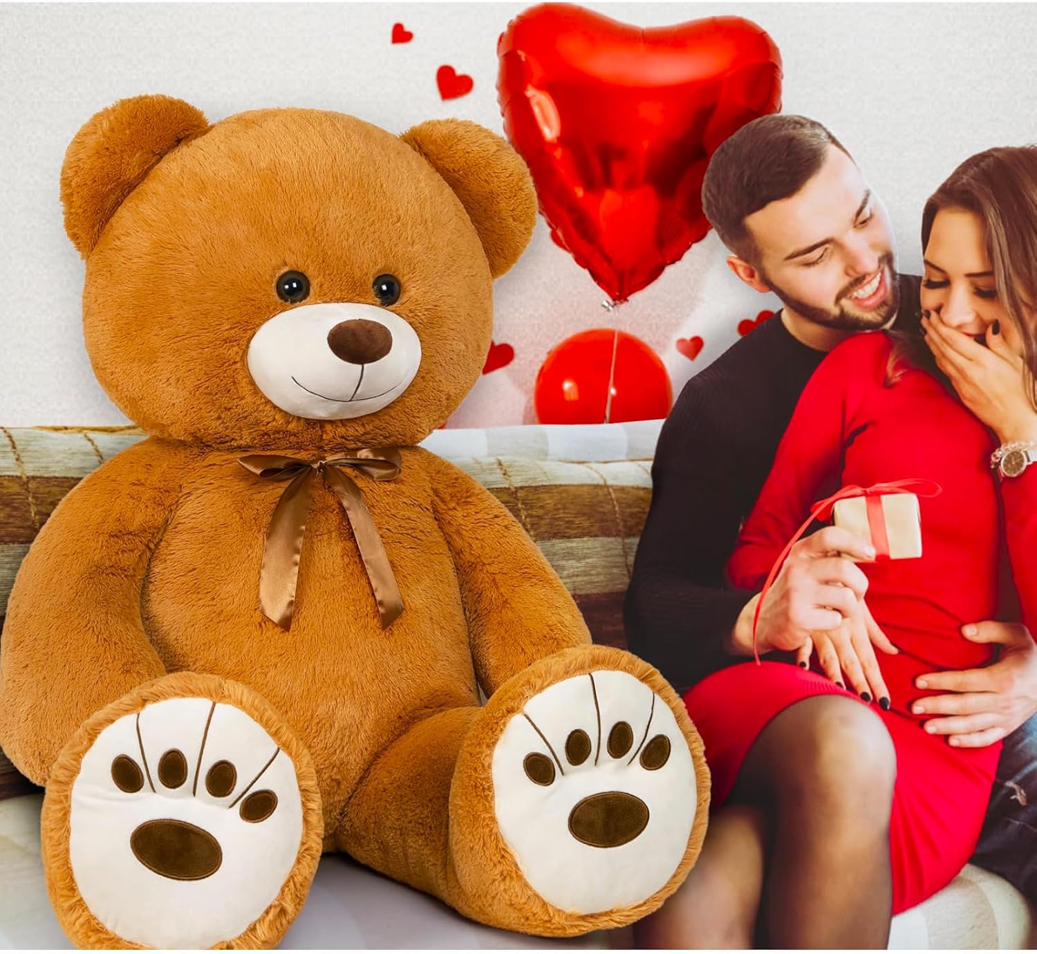 MorisMos Oso de peluche gigante de 50 pulgadas, oso de peluche, oso de peluche grande, oso de peluche suave para niños y niñas, regalo de