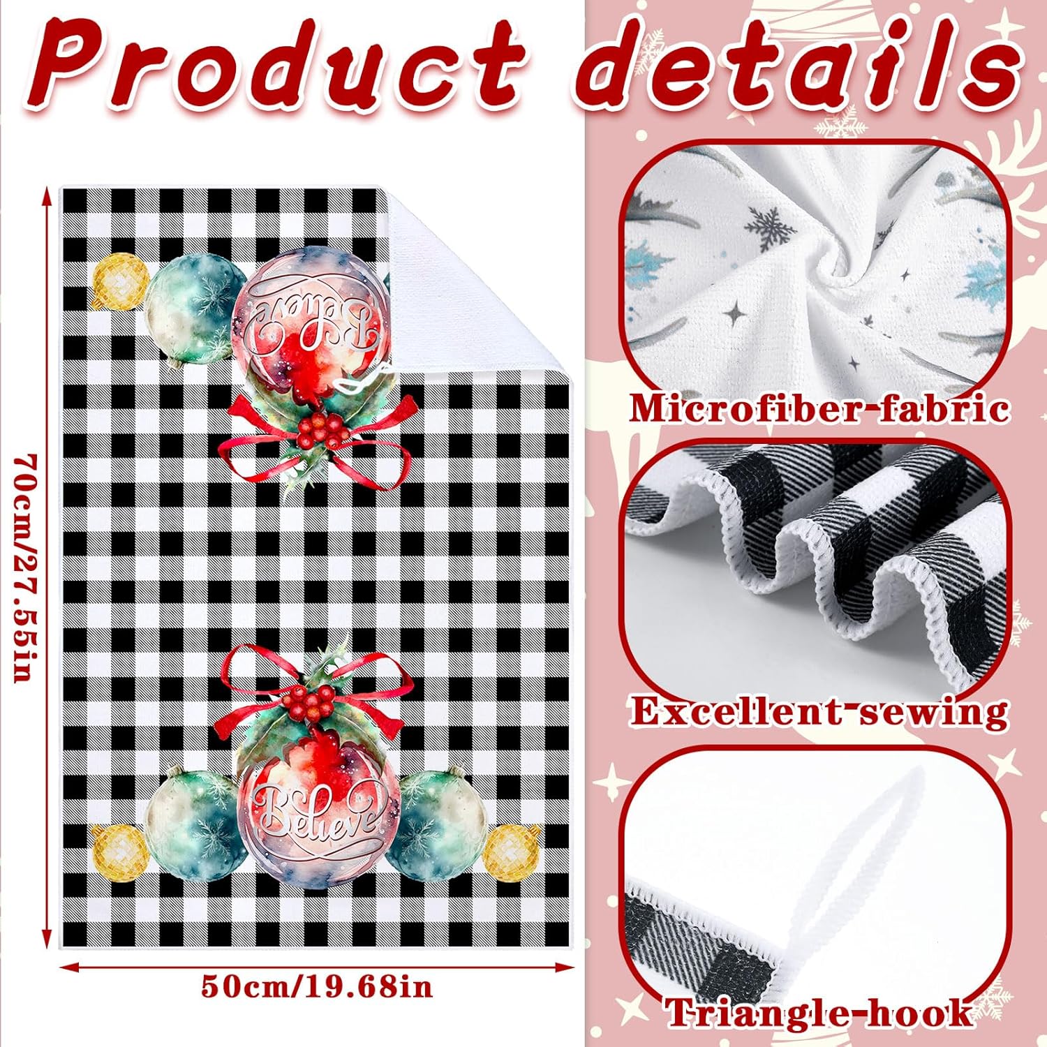 Geyoga 6 paños de cocina de Navidad de 16 x 24 pulgadas, absorbentes, paños de cocina de Navidad, decoración de cocina de Navidad para Navidad,