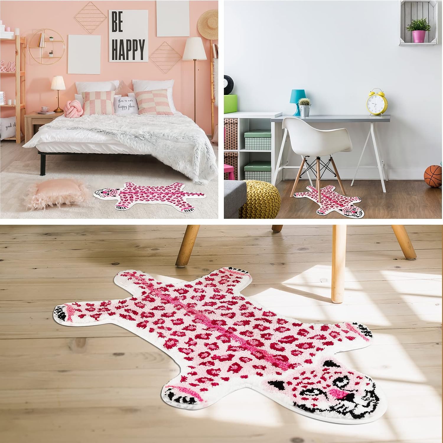 Alfombra con estampado de leopardo, tapete de baño de leopardo rosa para baño, tapete antideslizante con estampado de animales, alfombra absorbente