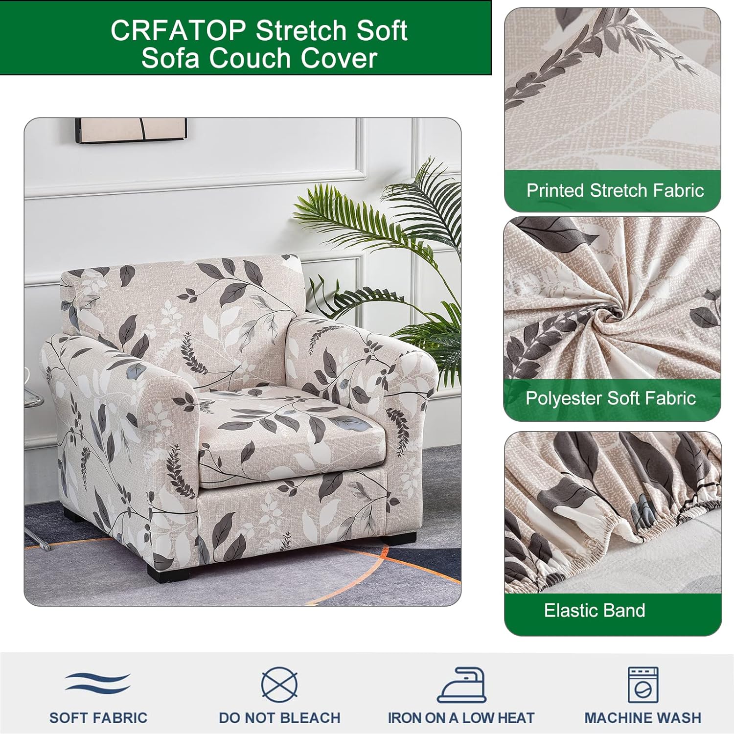 CRFATOP Fundas elásticas para sillón de 2 plazas suaves con diseño floral para perros, fundas elásticas para sillón de 1 plaza, fundas lavables para