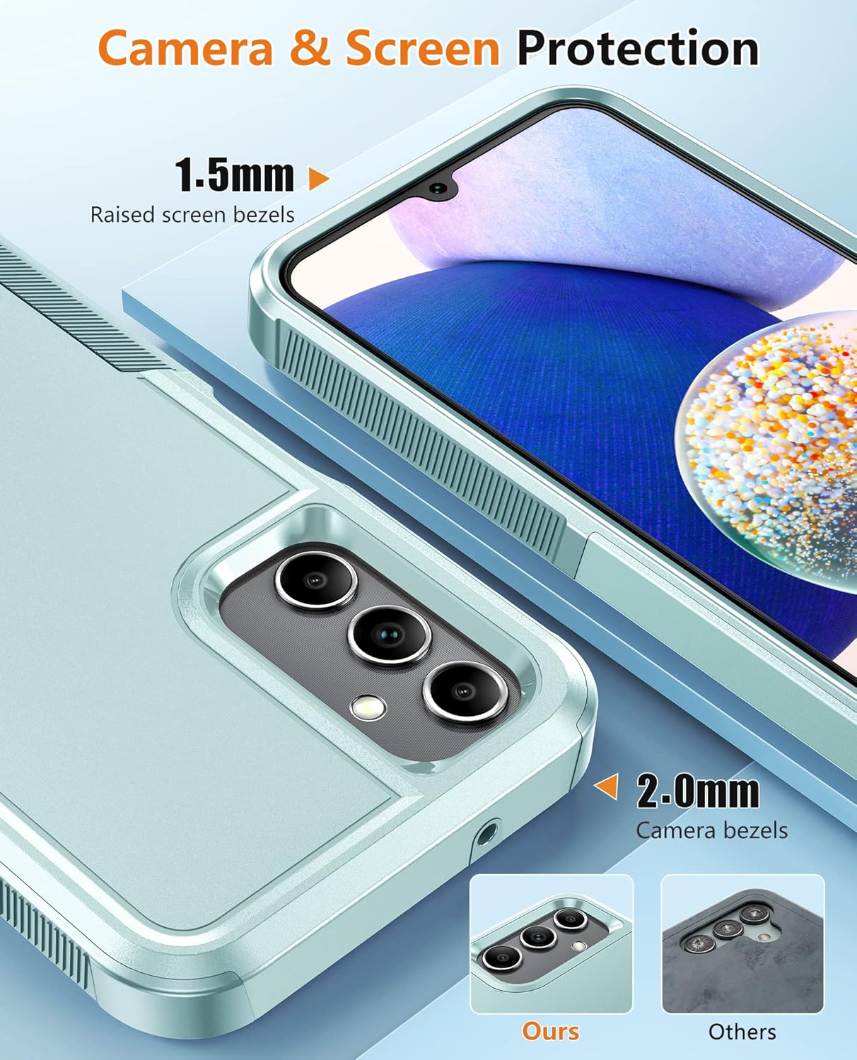 JXVM Funda para Samsung Galaxy A14 5G doble capa a prueba de golpes, militar, resistente, protección de cuerpo completo, resistente, duradera, funda
