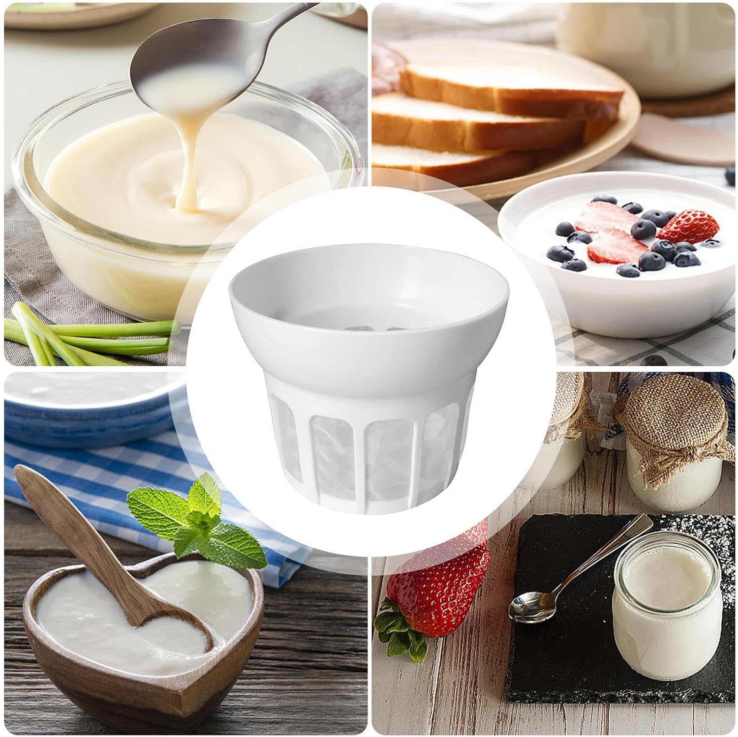 Filtros de yogur, colador de yogur, colador de jugo, fabricante de yogur griego, separador de suero de yogur, colador de filtrado duradero