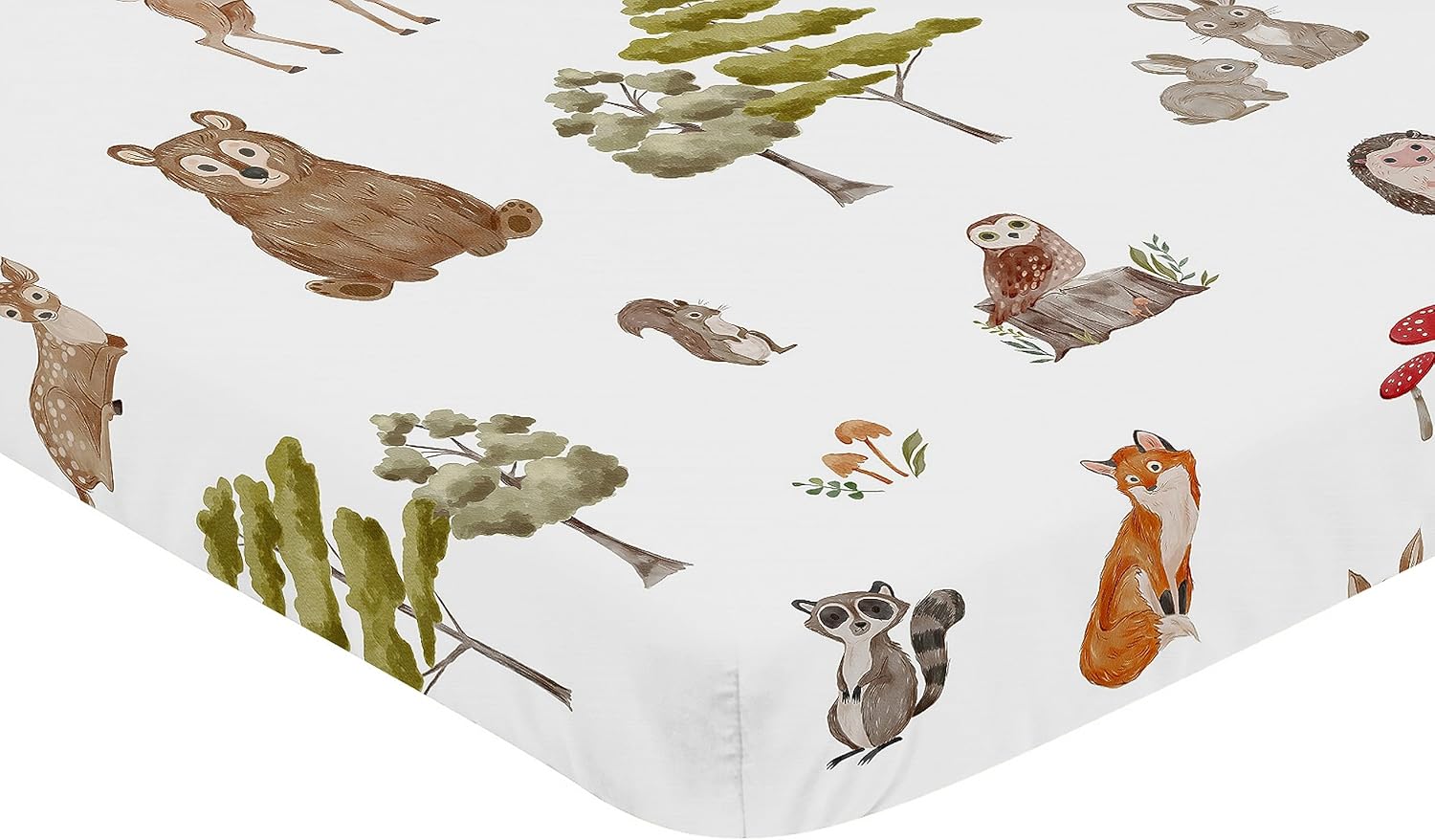 Sweet Jojo Designs Bosque Animales del Bosque Niño Niña Género Neutral Unisex Mini Cuna Sábana Ajustable Bebé Guardería Bebé Recién Nacido Cama Cama