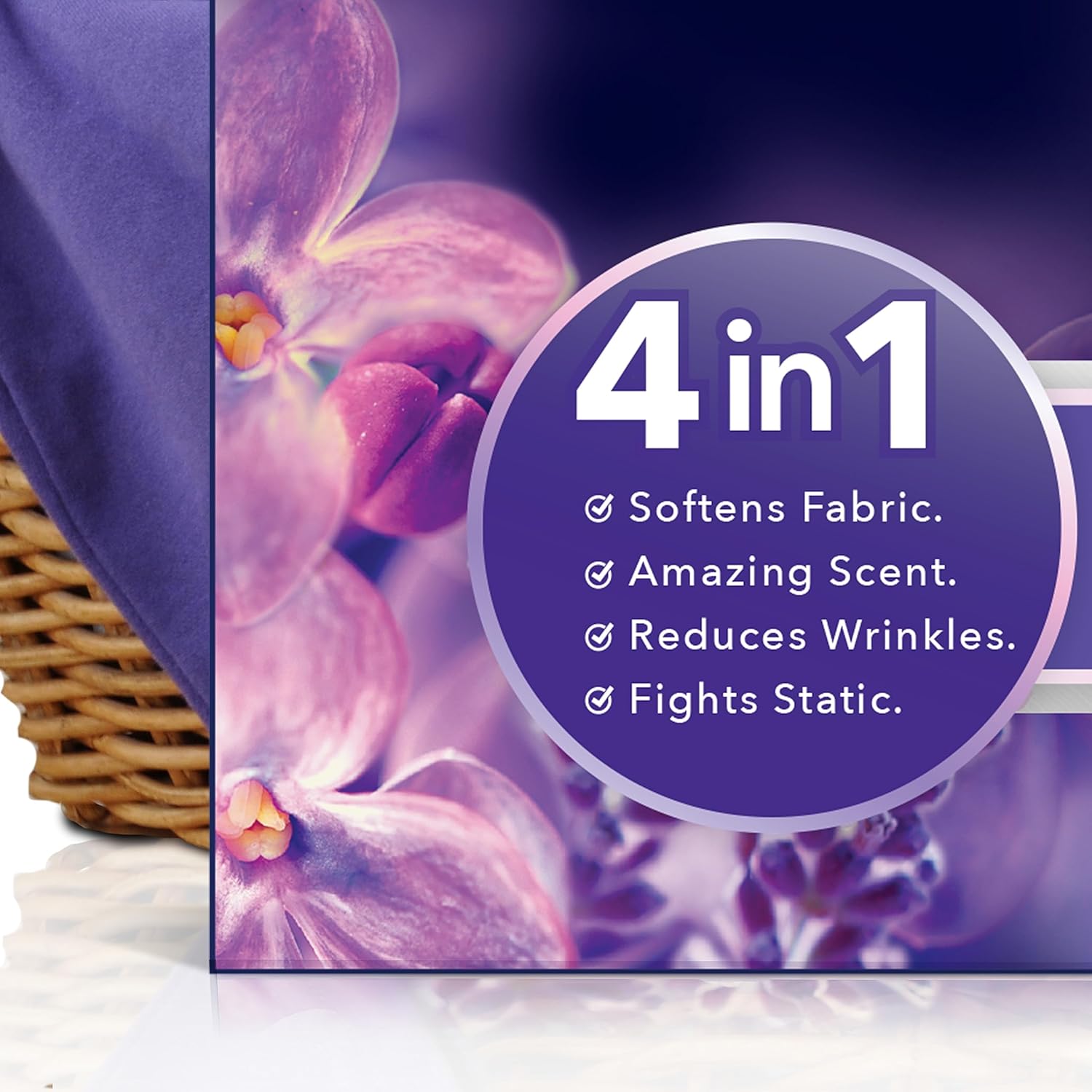 Downy Infusions – Toallitas mega para secadora, suavizante de ropa, fragancia de lavanda y vainilla (Calm), 130 unidades