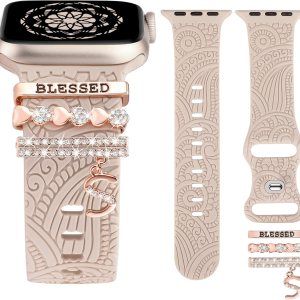 (Incluye la correa) – Correas decorativas para anillos compatibles con Apple Watch de 1.614 in, 1.575 in, 1.496 in, 1.654 in, 1.732 in, 1.772 in, (Incluye la correa) – Correas decorativas para anillos compatibles con Apple Watch de 1.614 in, 1.575 in, 1.496 in, 1.654 in, 1.732 in, 1.772 in,