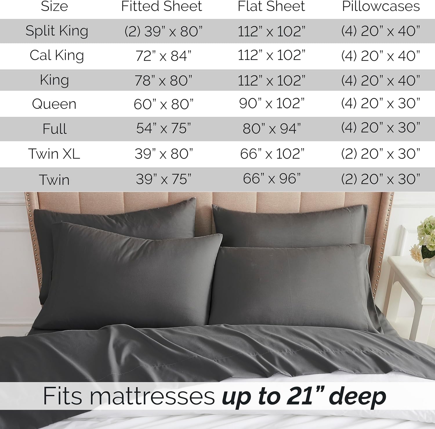 Southshore Fine Living, Inc. Juego de sábanas de microfibra ultrasuave de 7 piezas con bolsillo profundo, sábanas de microfibra ultrasuave con dos