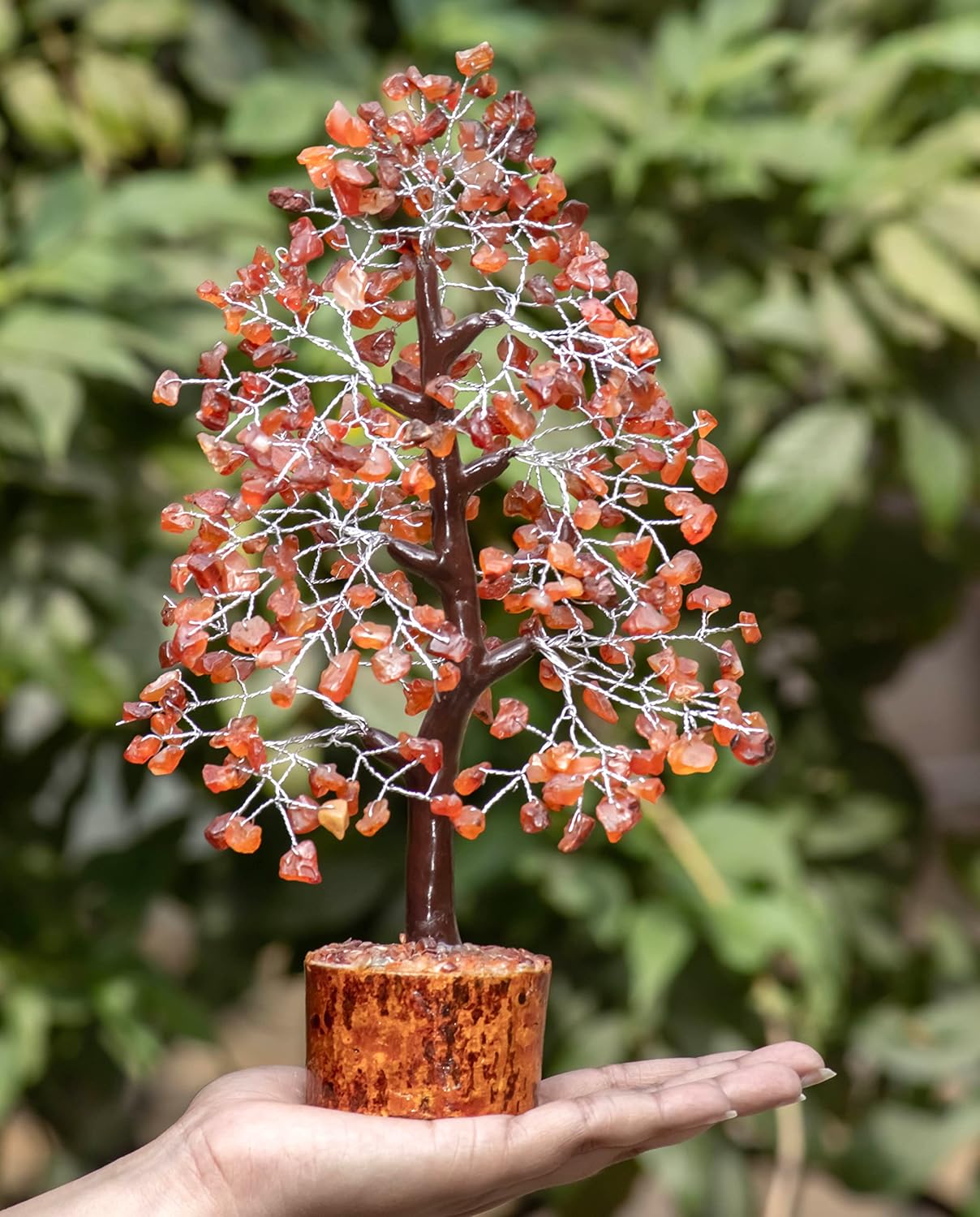 SHAWN Figura de árbol de piedras preciosas de cornalina de Feng Shui, bonsái de buena suerte, reiki, cristales curativos, decoración, escultura de