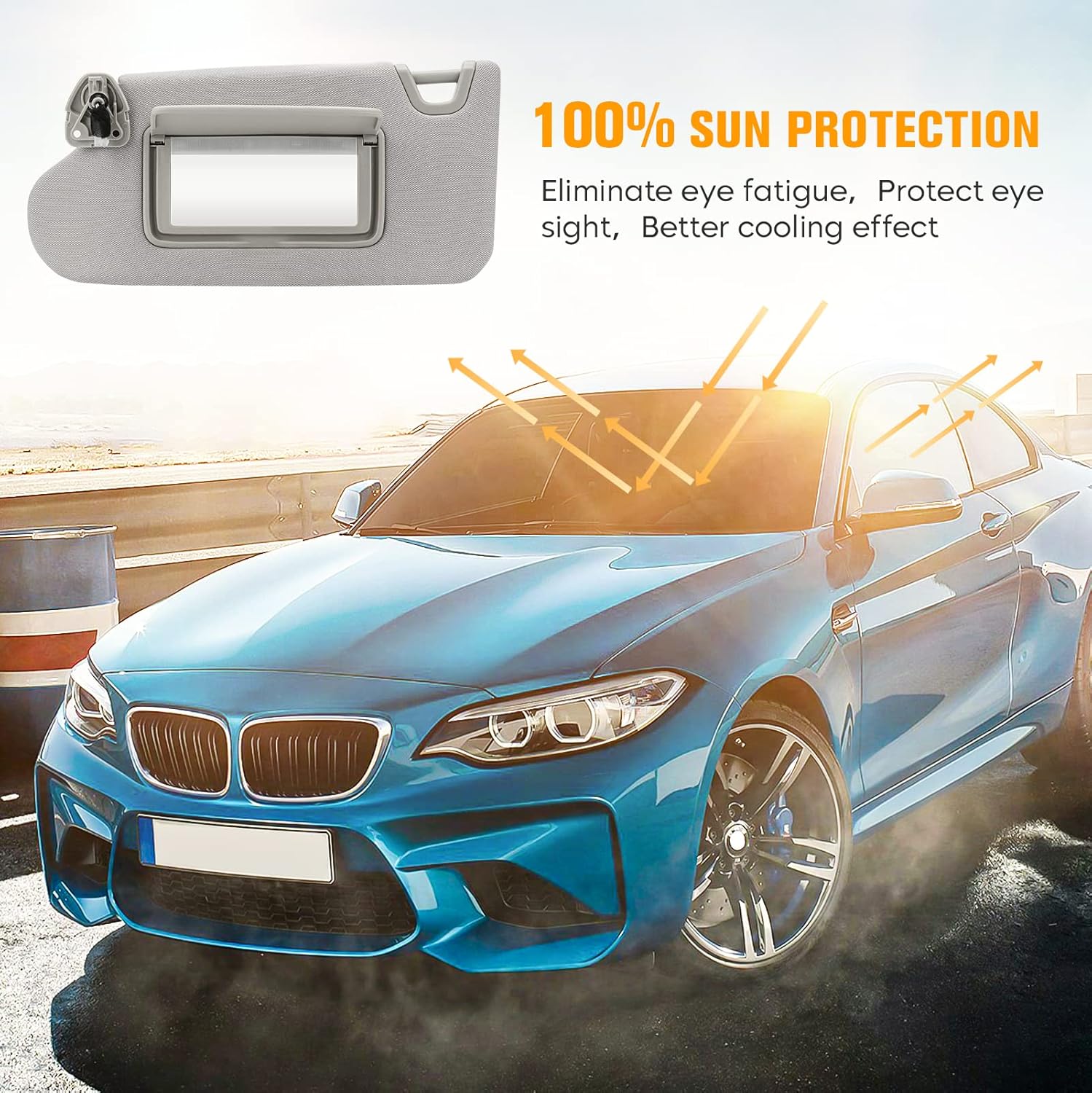 Parasol para lado del conductor izquierdo y derecho gris con luz, sin techo corredizo para Nissan Altima 2013 2014 2015 2016 2017 2018, reemplazo