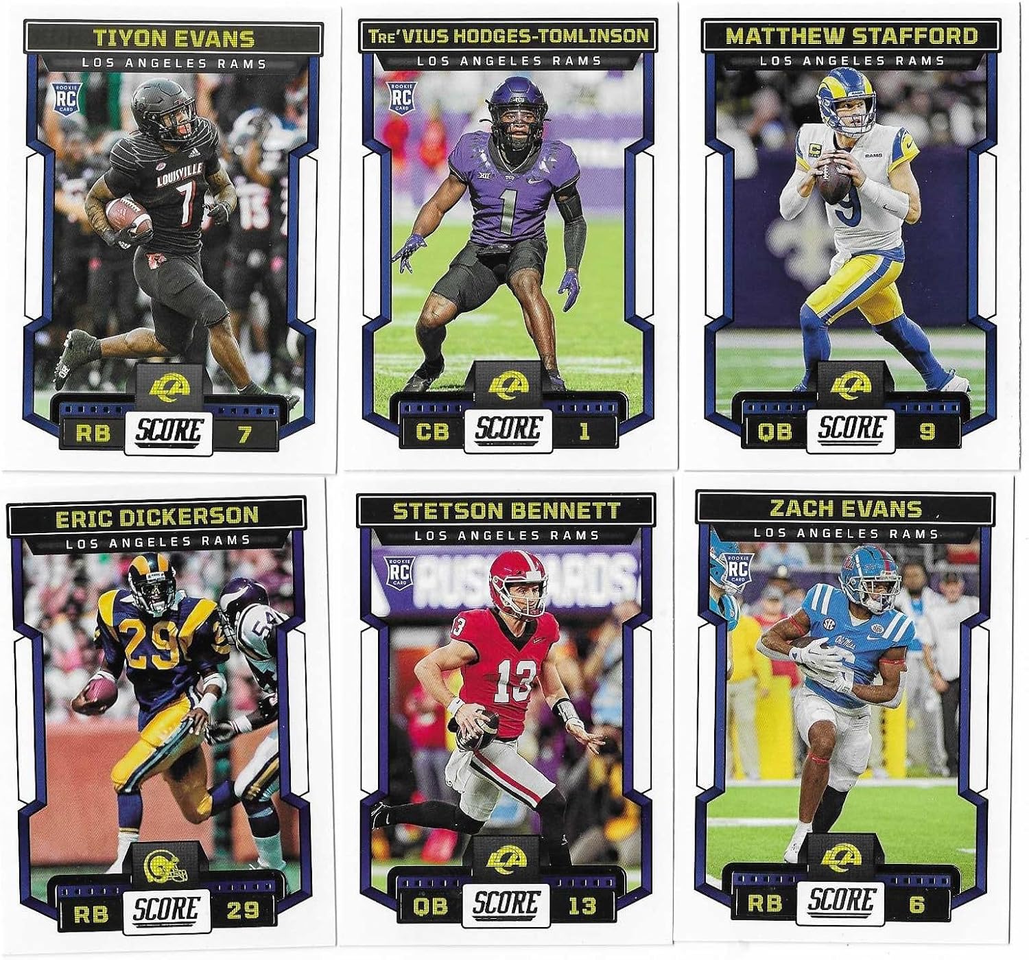 2023 Panini Score Football Blaster Box 6 Packs 132 Cards w 2023 Score Los Angeles Rams Team Set Gift Pack