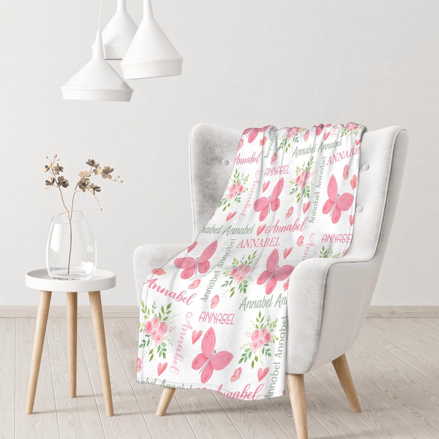 Manta de bebé personalizada para niñas y niños, con mariposas, manta de bebé personalizada con nombre para niños pequeños, baby shower, recién