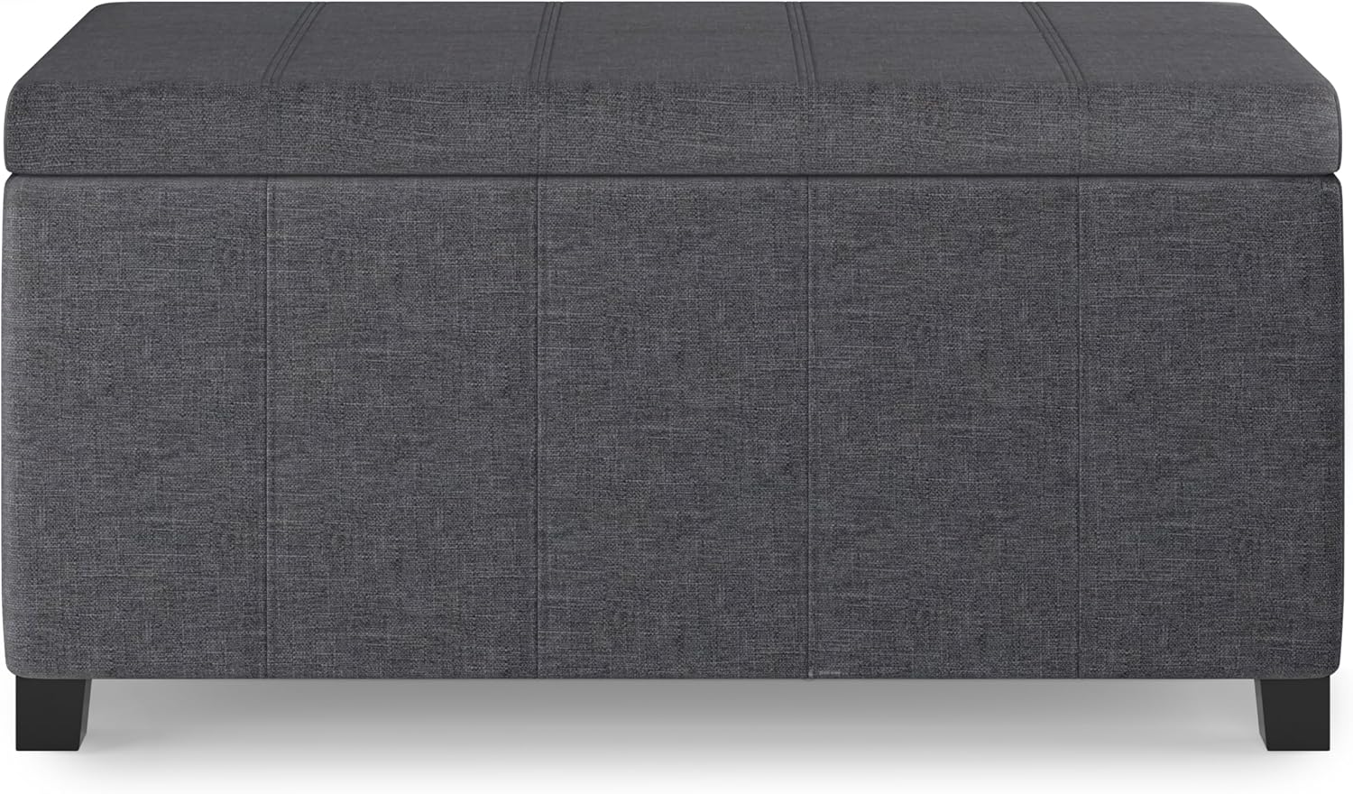 SIMPLIHOME Dover – Banco otomano rectangular de 36 pulgadas de ancho con parte superior elevadora en tela de aspecto de lino gris pizarra, taburete