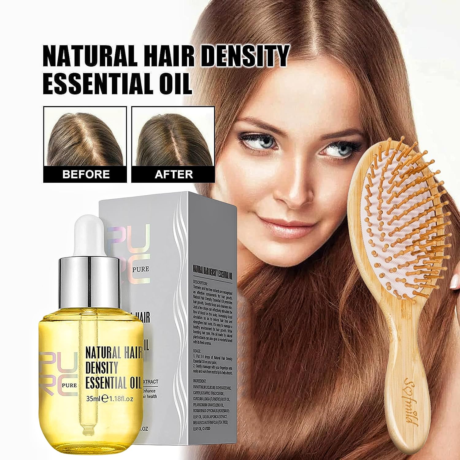 Sofmild Aceite esencial para el crecimiento del cabello, juego de cepillos para el cabello con suero para el crecimiento del cabello para cabello