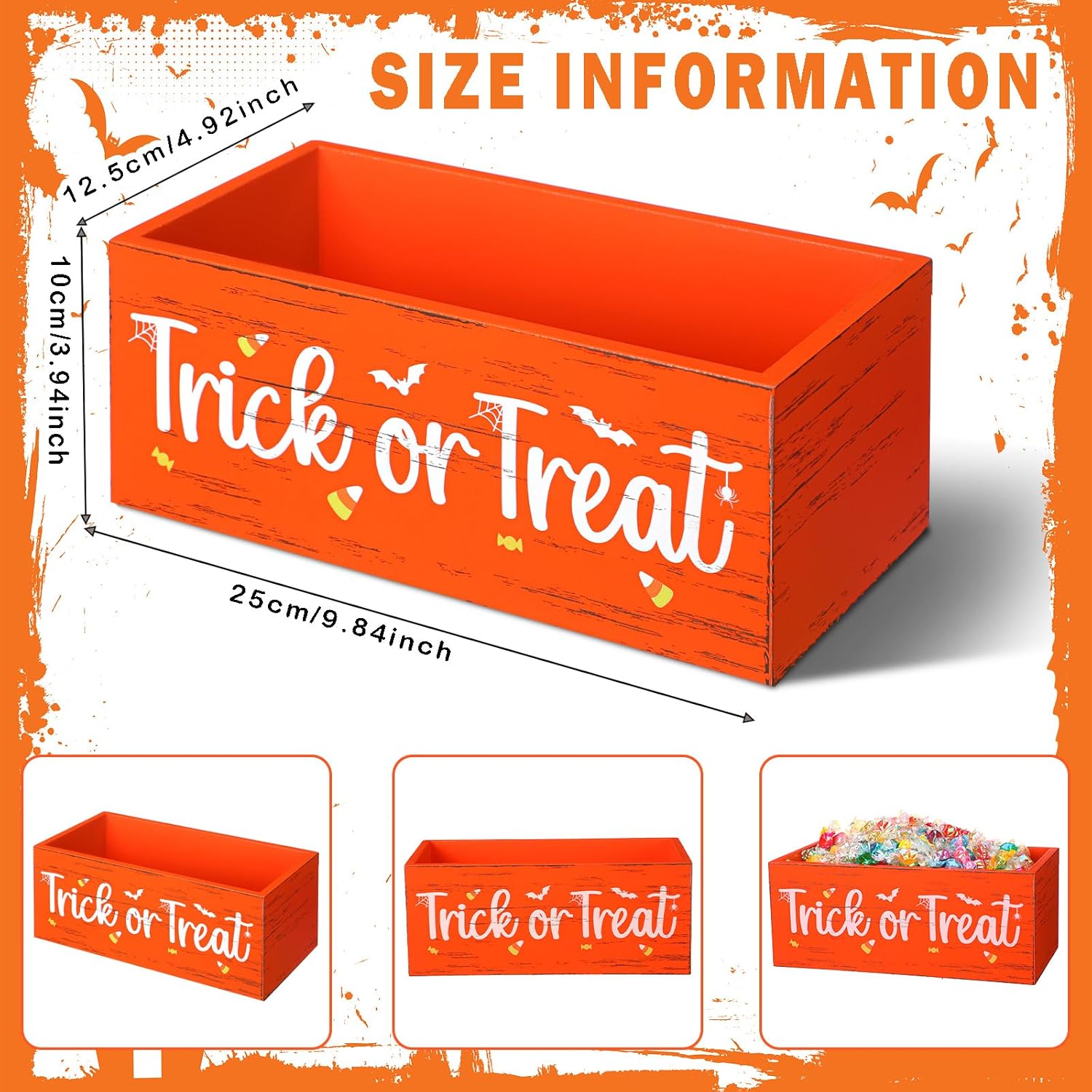 Cuenco de madera para dulces de Halloween, divertido plato para dulces de Halloween, soporte grande para platos de dulces de Halloween, vajilla de