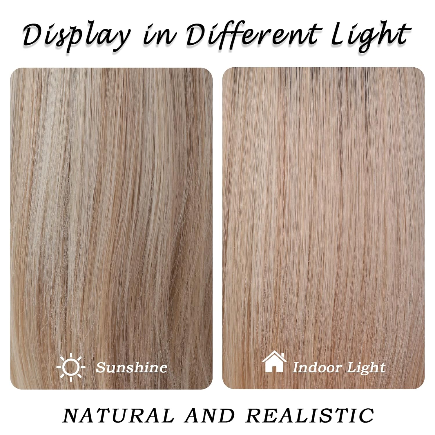 7JHH WIGS Peluca rubia larga con flequillo para mujer, fibra resistente al calor, pelucas de cabello sintético en capas de 25 pulgadas con raíces