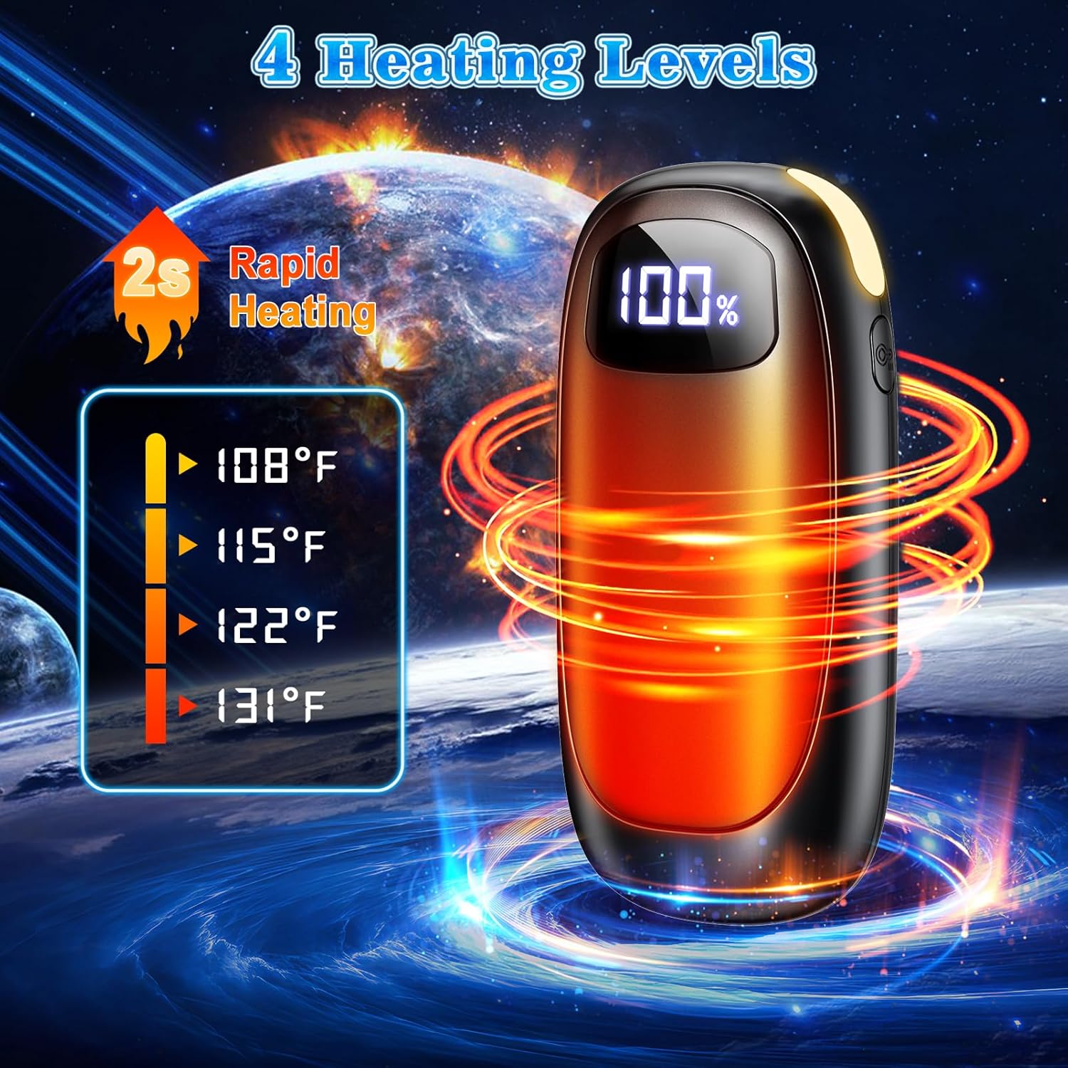 Calentadores de manos recargables, paquete de 2 calentadores de manos eléctricos de 14000 mAh, 16 horas de calor de doble cara, máximo 131 ,