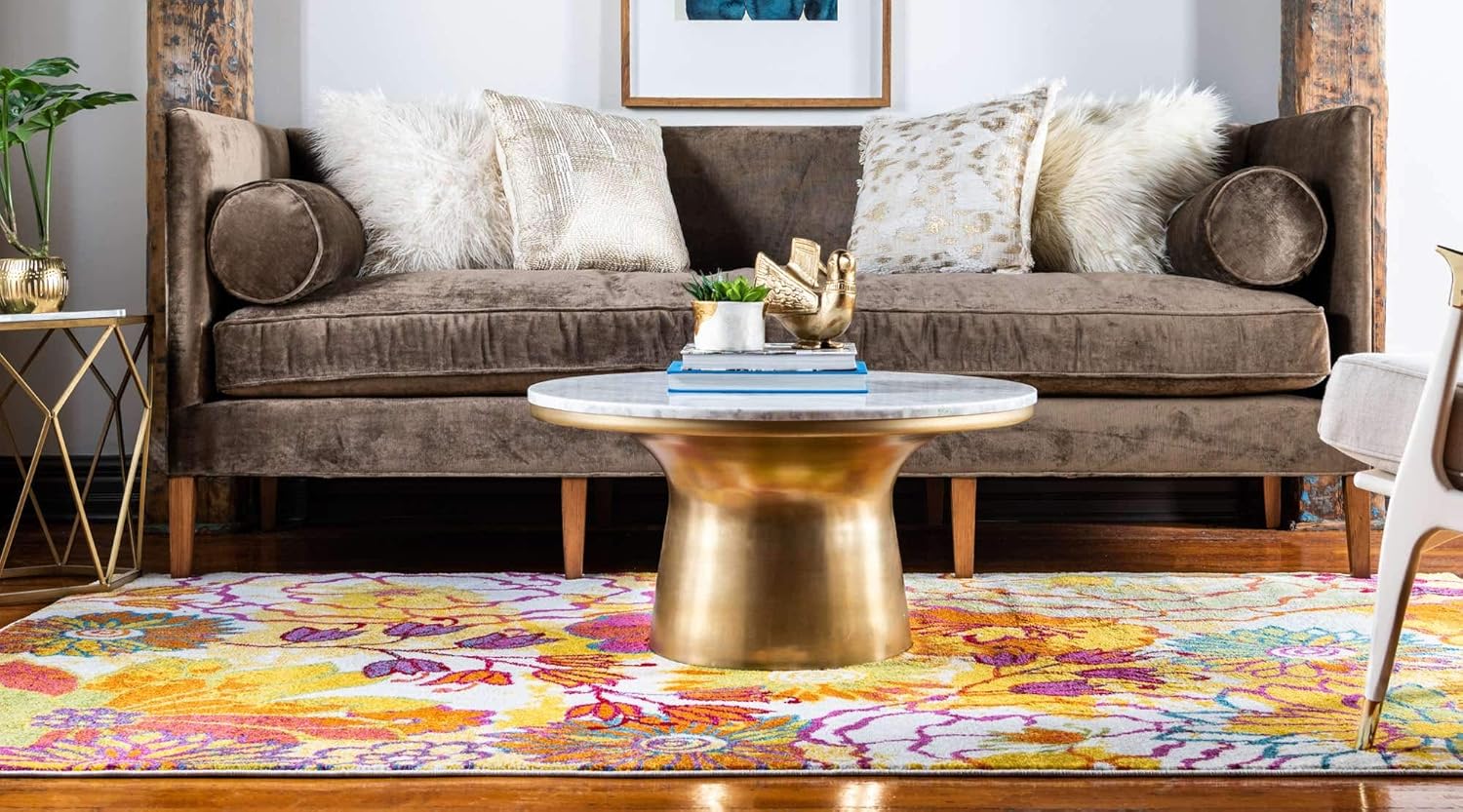 Unique Loom colección Lyon – Alfombra de área de diseño floral, estilo moderno