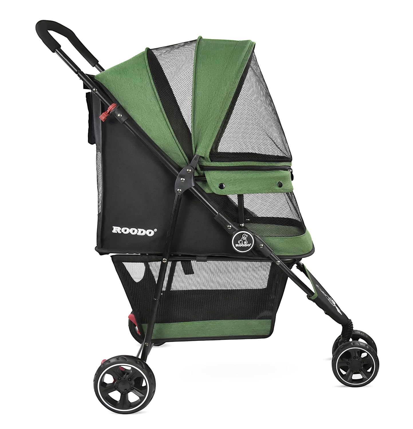 ROODO Cochecito para perros de 3 ruedas, cochecito para mascotas, ligero, plegable, portátil, compacto, equipo para mascotas, cachorro, viaje,