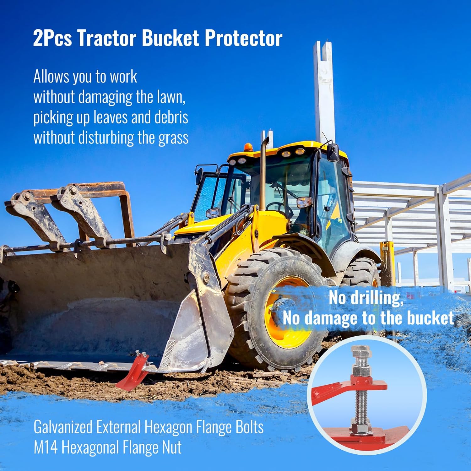 2 protectores de cubo de tractor, protector de borde de esquí, versión mejorada, grosor de 38 pulgadas, dispositivo antideslizante de borde de cubo,