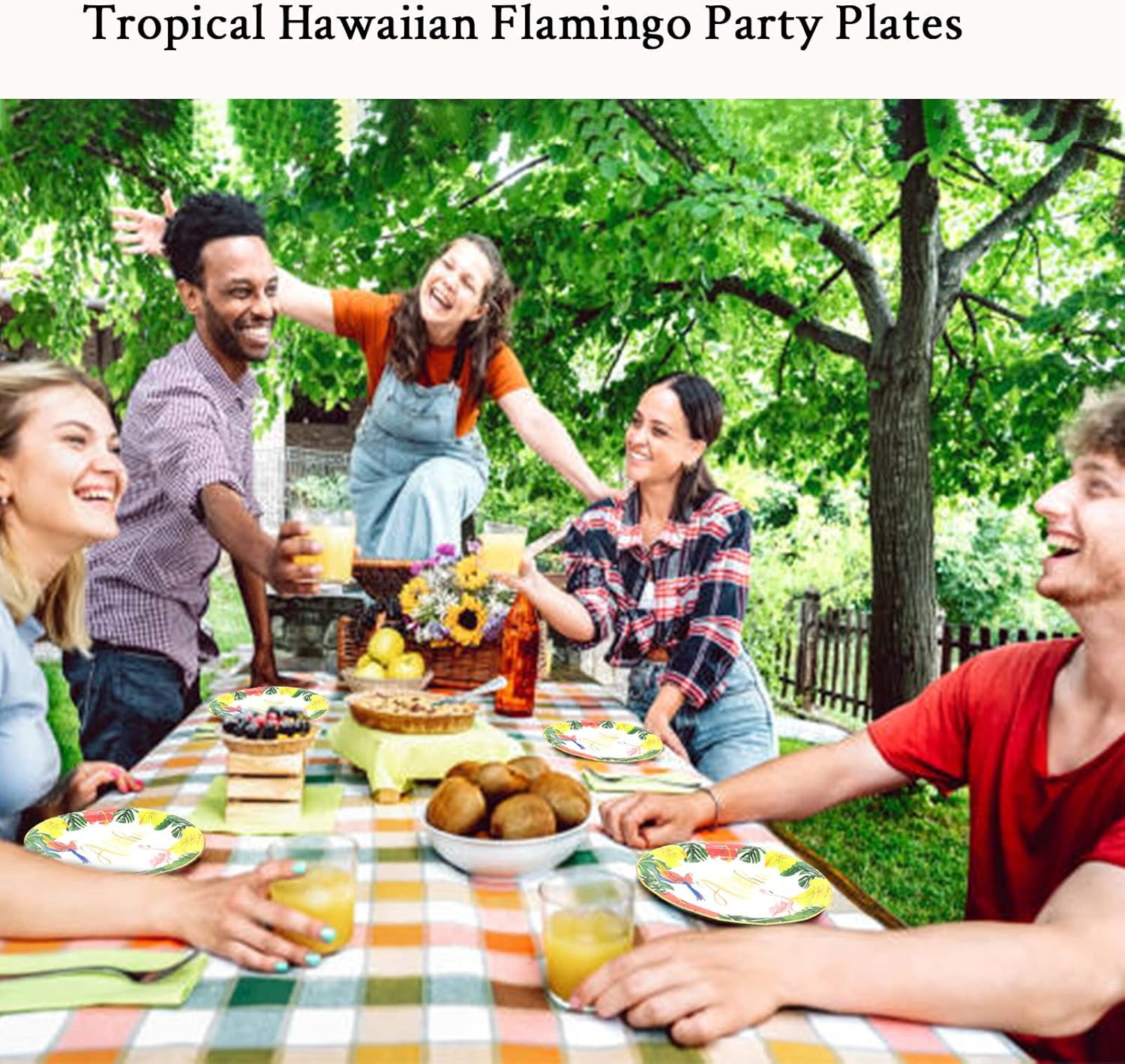 Juego de 100 platos de flamenco hawaiano Aloha de papel desechables de 7 pulgadas, platos de postre desechables Luau tropicales, suministros para