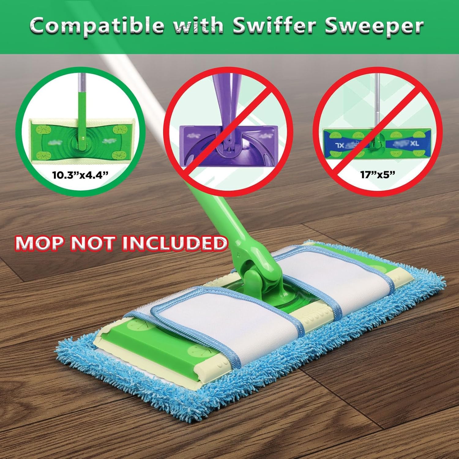 Paquete de 6 almohadillas reutilizables para trapeador compatibles con trapeador Swiffer, almohadillas de repuesto de microfibra lavables