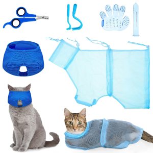 Juego de 5 bolsas de baño para gatos, bolsa de aseo para gatos, bolsa de red ajustable para ducha de mascotas, bozales para gatos, antimordeduras, Juego de 5 bolsas de baño para gatos, bolsa de aseo para gatos, bolsa de red ajustable para ducha de mascotas, bozales para gatos, antimordeduras,