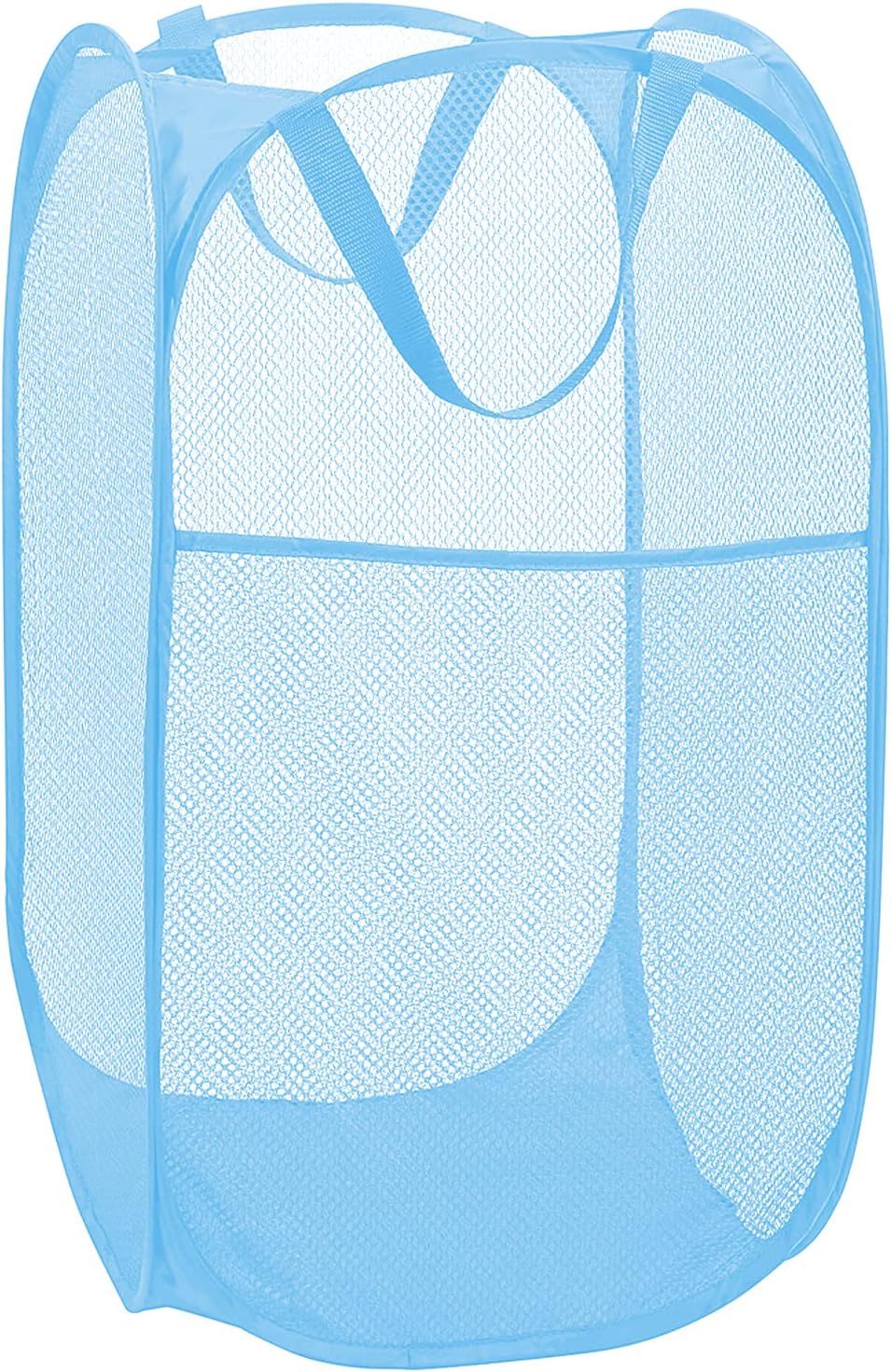 BATTOO Cesta plegable de malla fuerte de lujo con bolsillo lateral plegable para lavandería, baño, habitación de los niños, dormitorio universitario