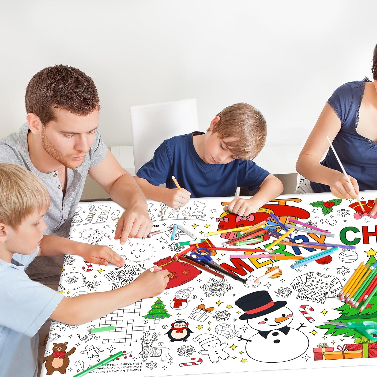 Gatherfun Decoraciones de Navidad  Póster versátil de actividades de 30 x 72 pulgadas, pancarta para colorear para fiestas escolares y eventos