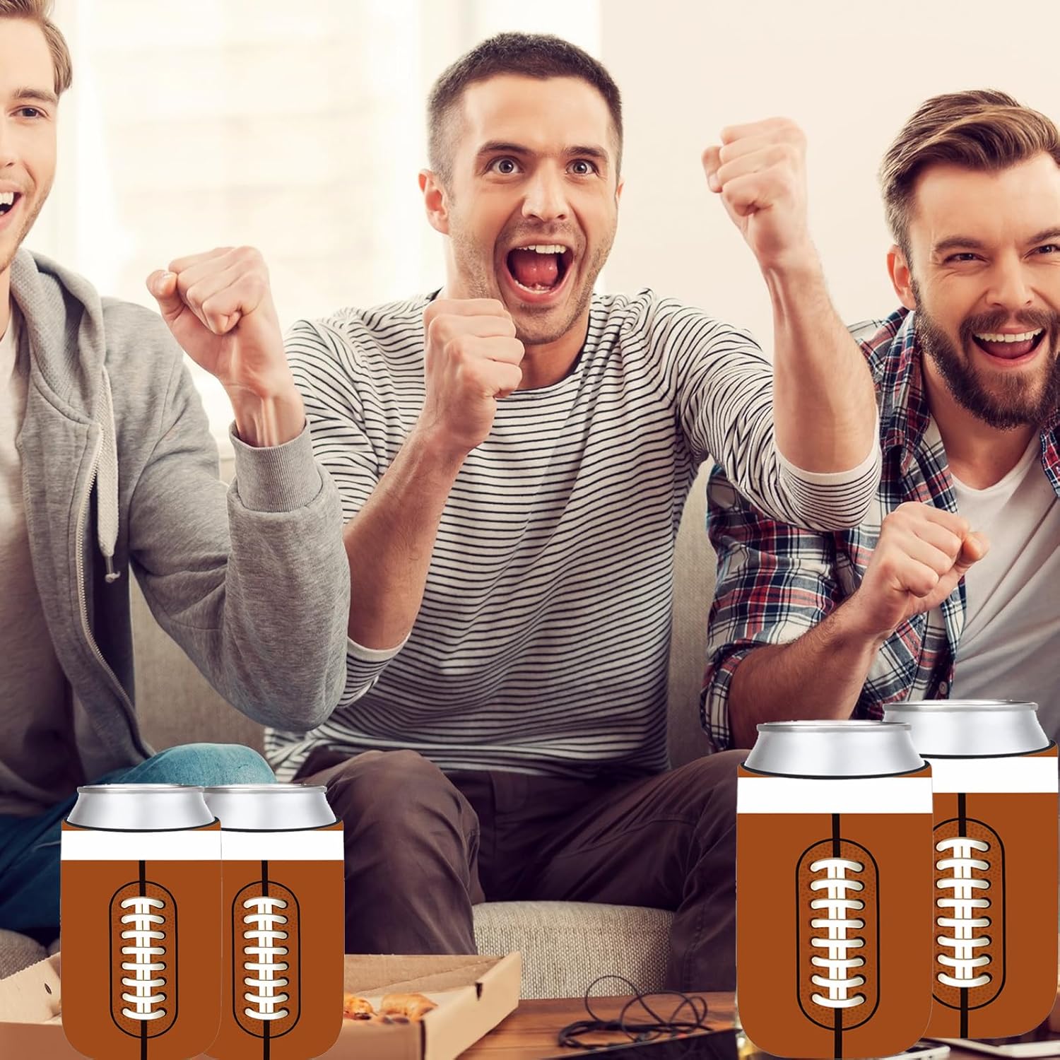 12 fundas para latas de fútbol, de neopreno, refrescos, de neopreno, termoenfriadores para amantes del deporte, fundas de bebidas, suministros de